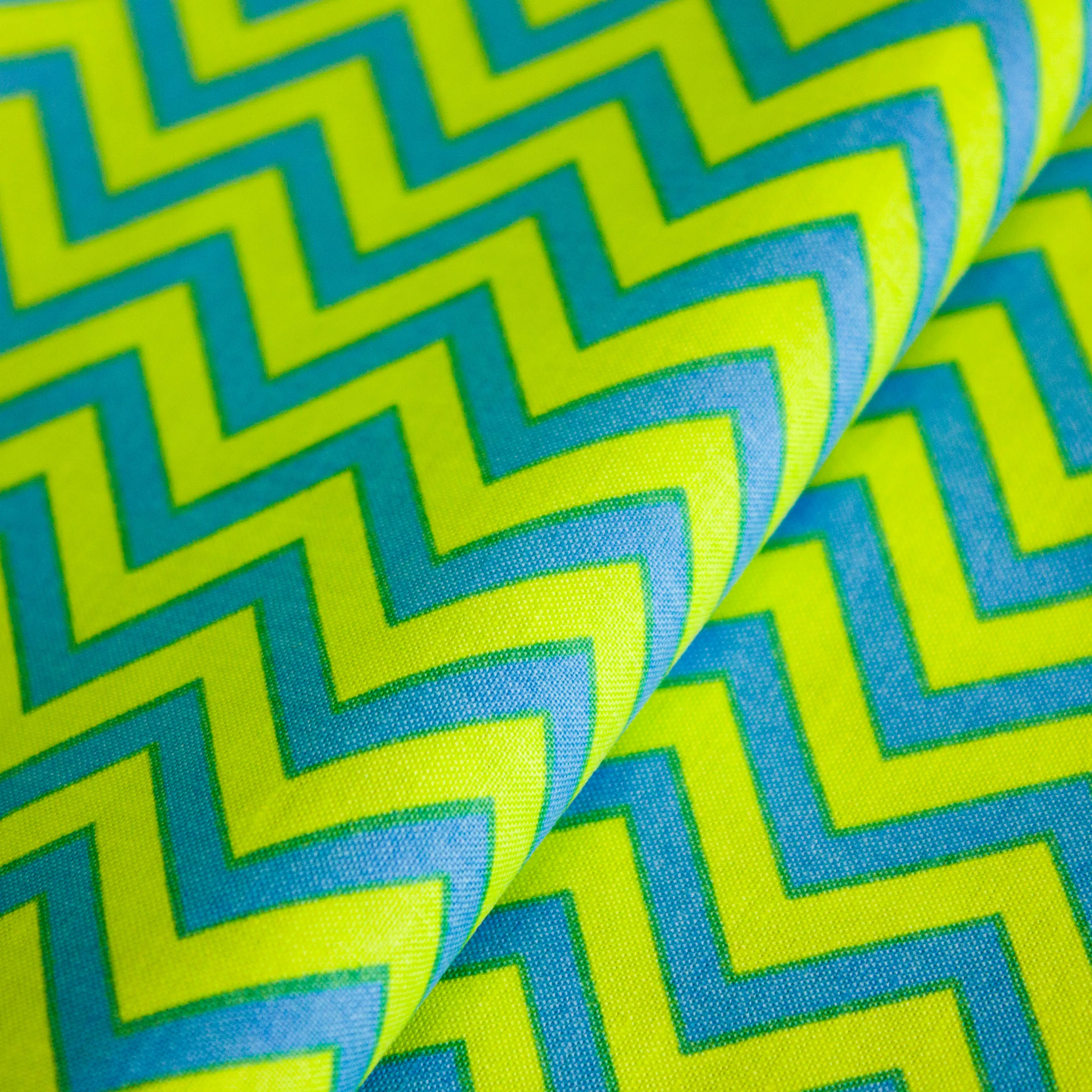 Katoen zigzag blauw / groen