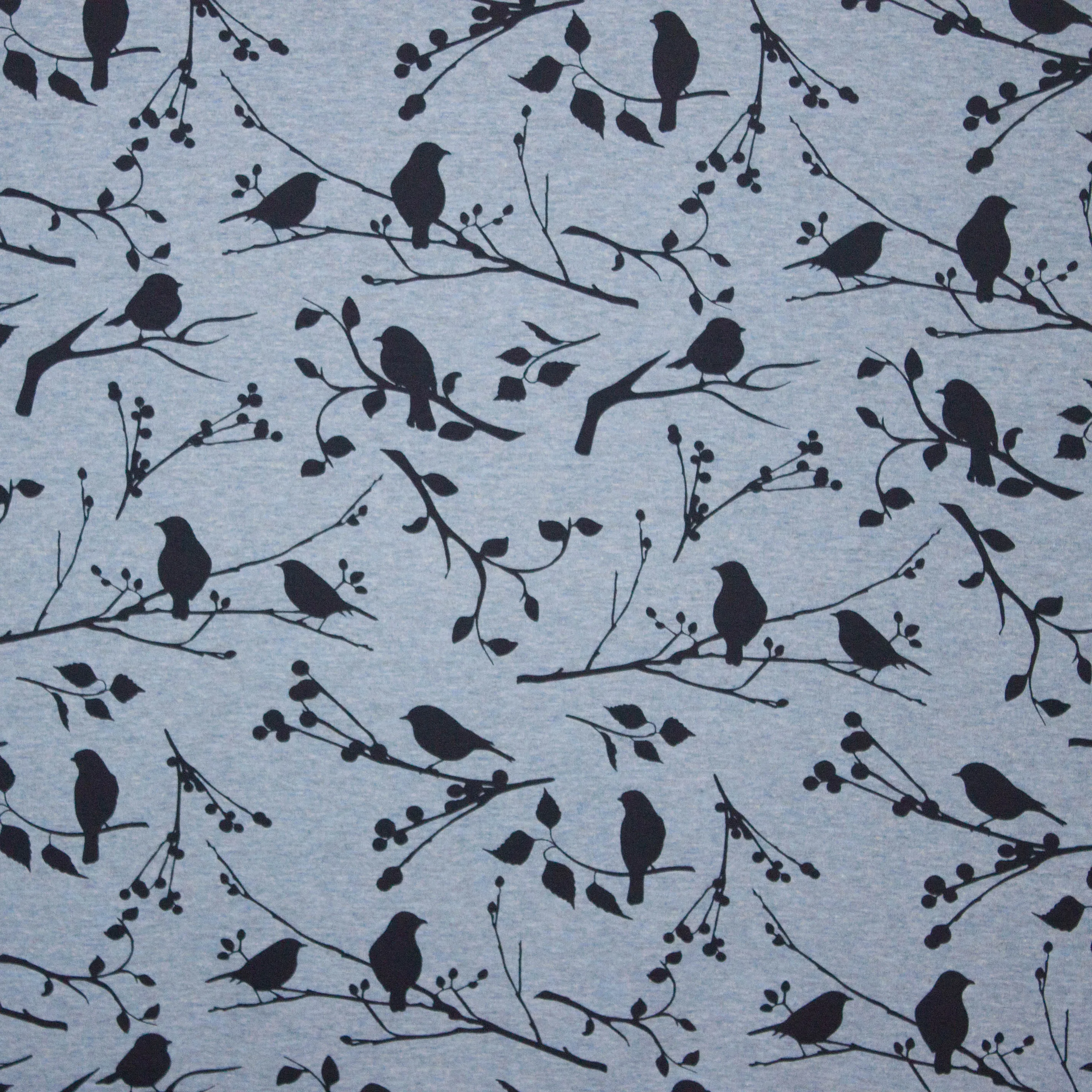 Sweater gemeleerd blauw vogels
