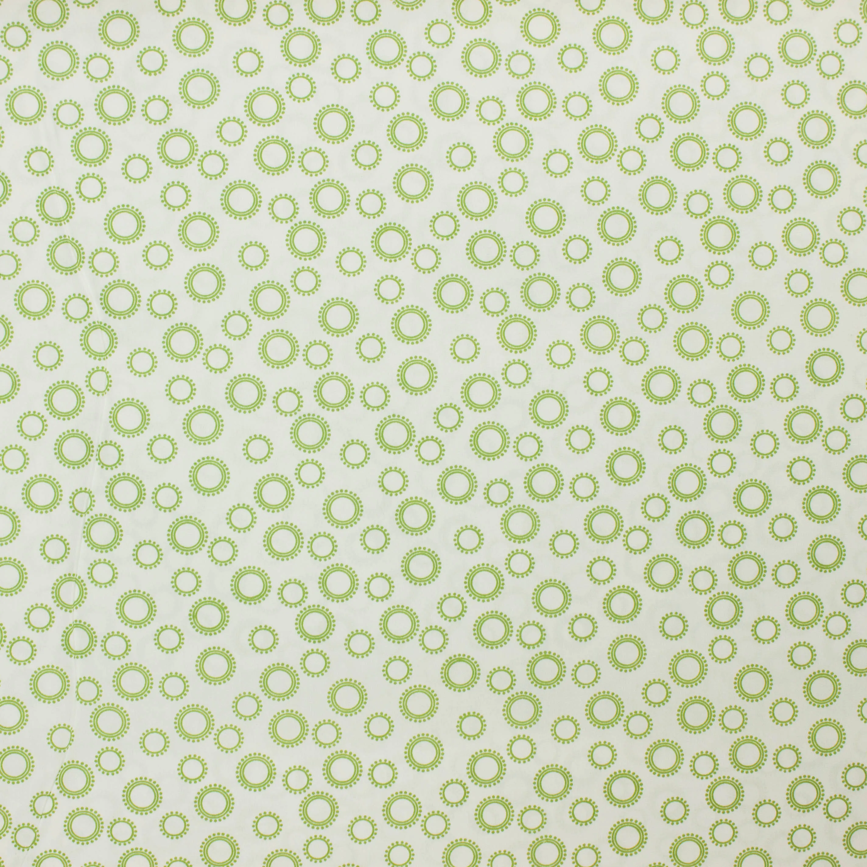 Katoen wit met groene cirkel print