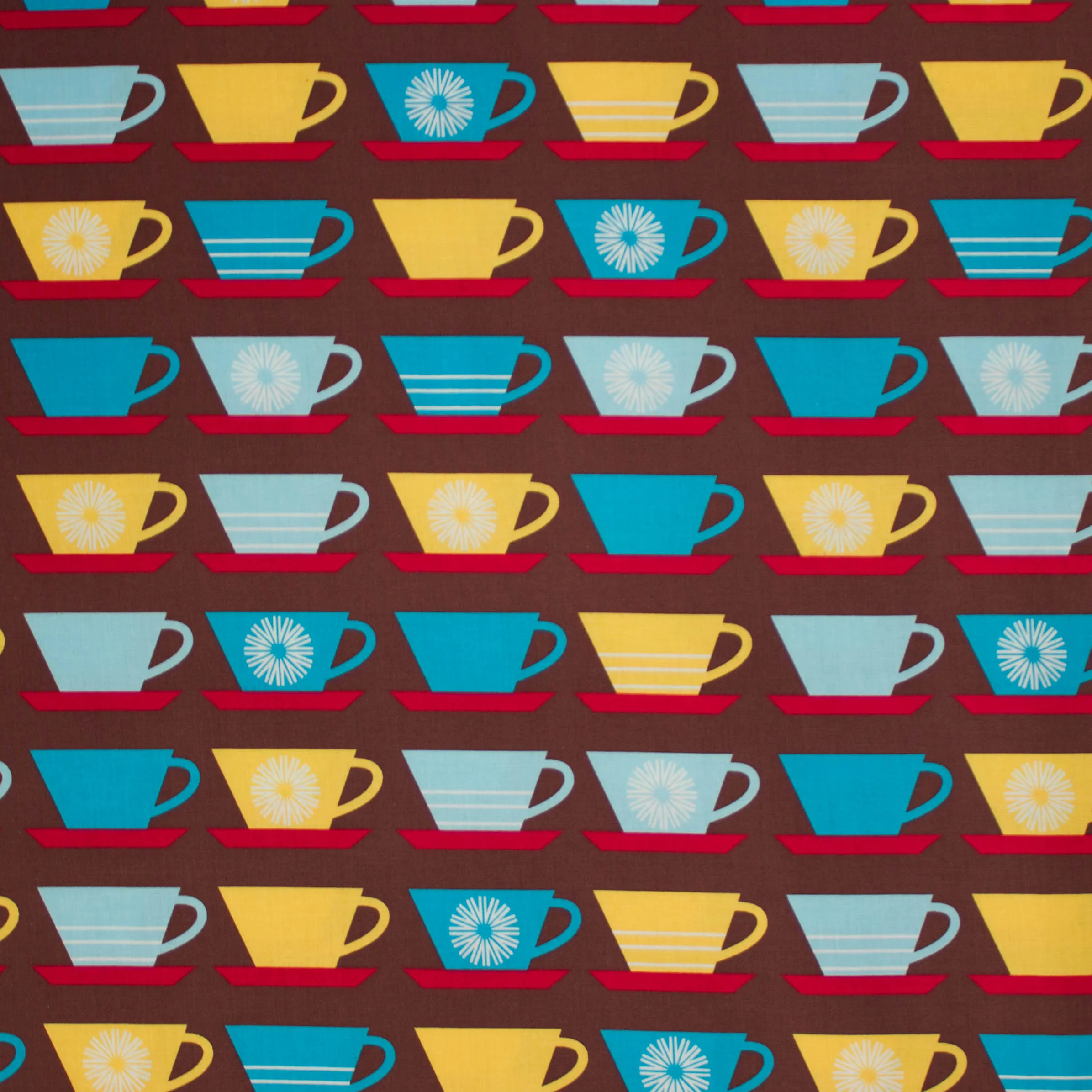 Katoen bruin met koffiekopjes
