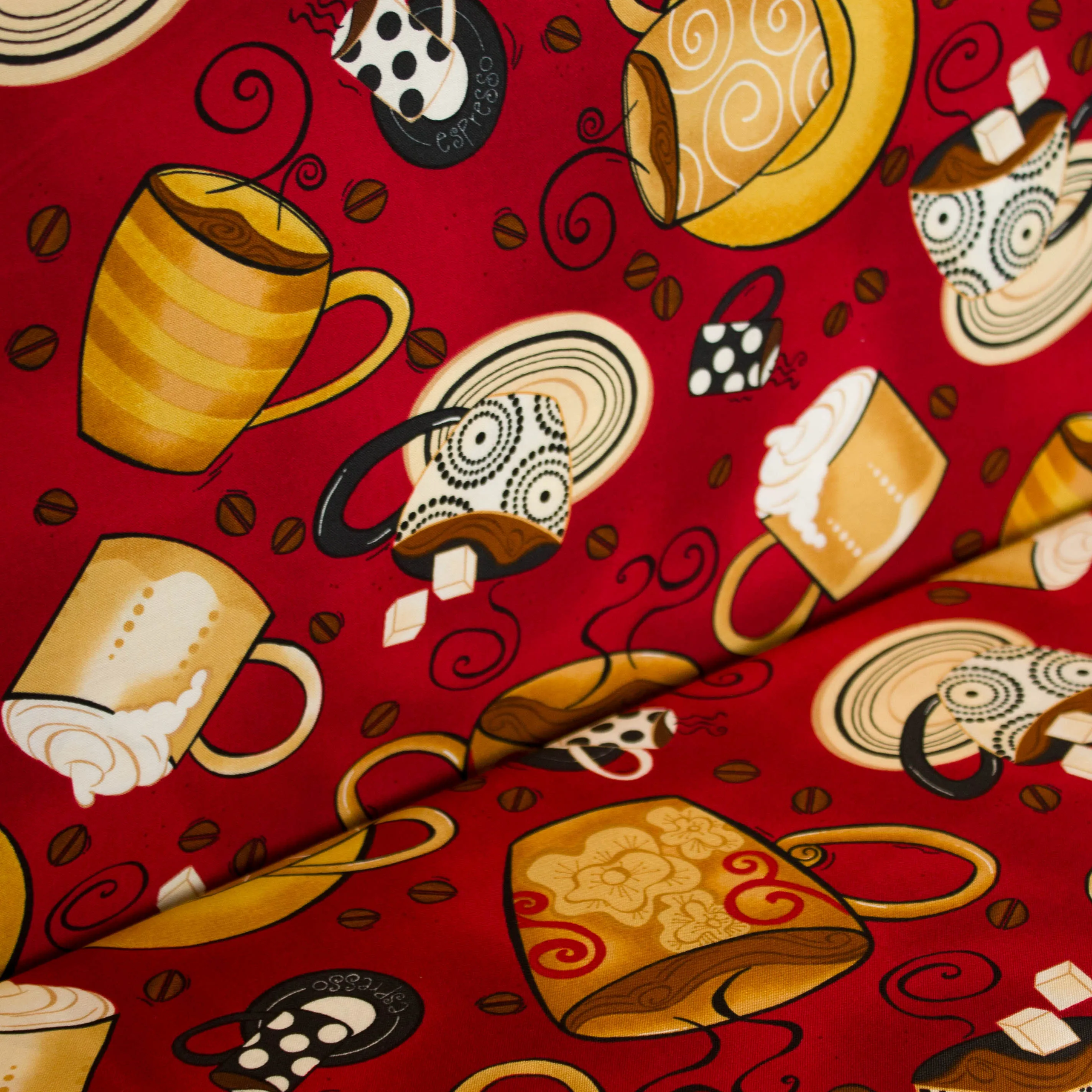 Katoen rood met koffie print 'Chef's Choice'
