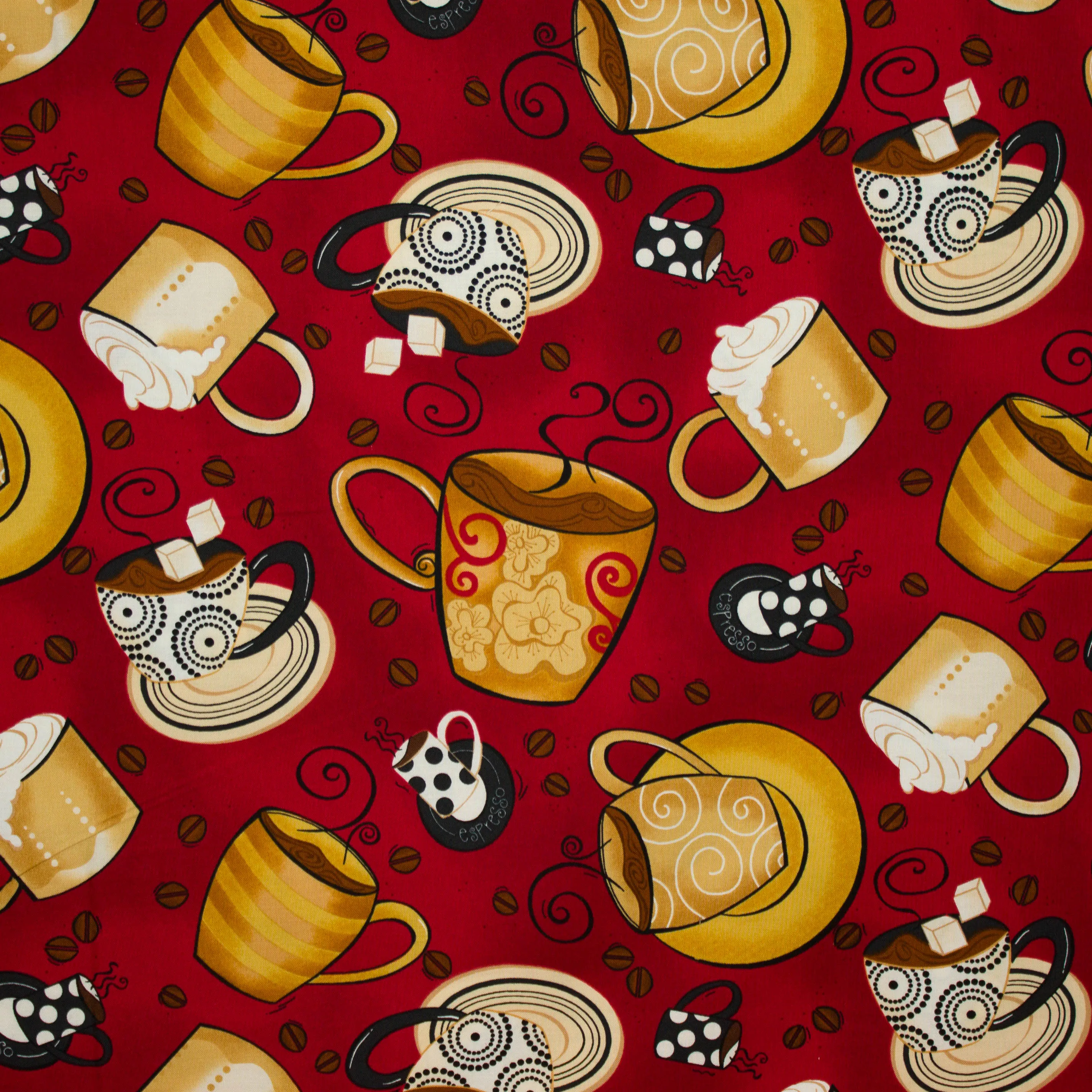 Katoen rood met koffie print 'Chef's Choice'