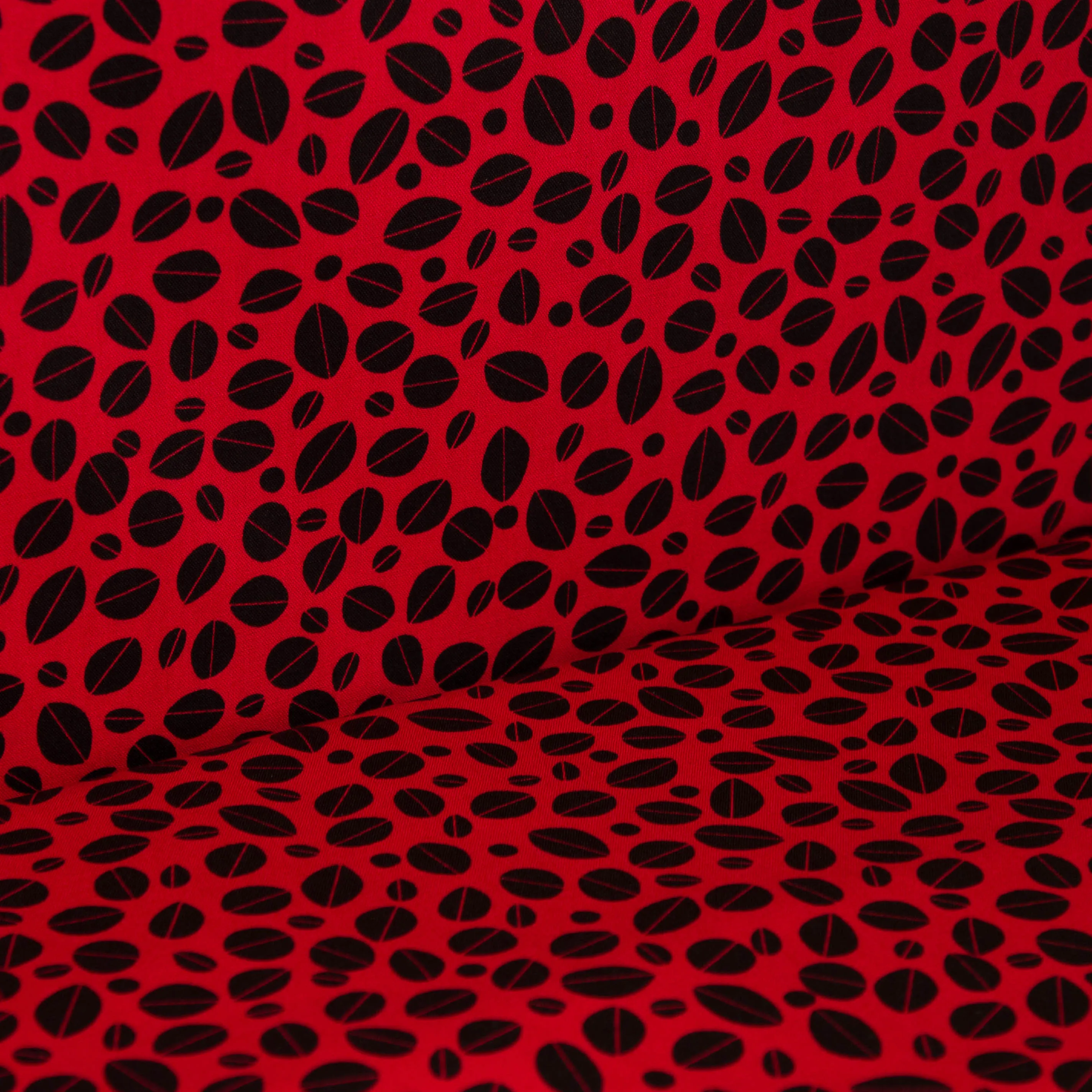 Katoen rood met koffiebonen 'Metro Cafe'
