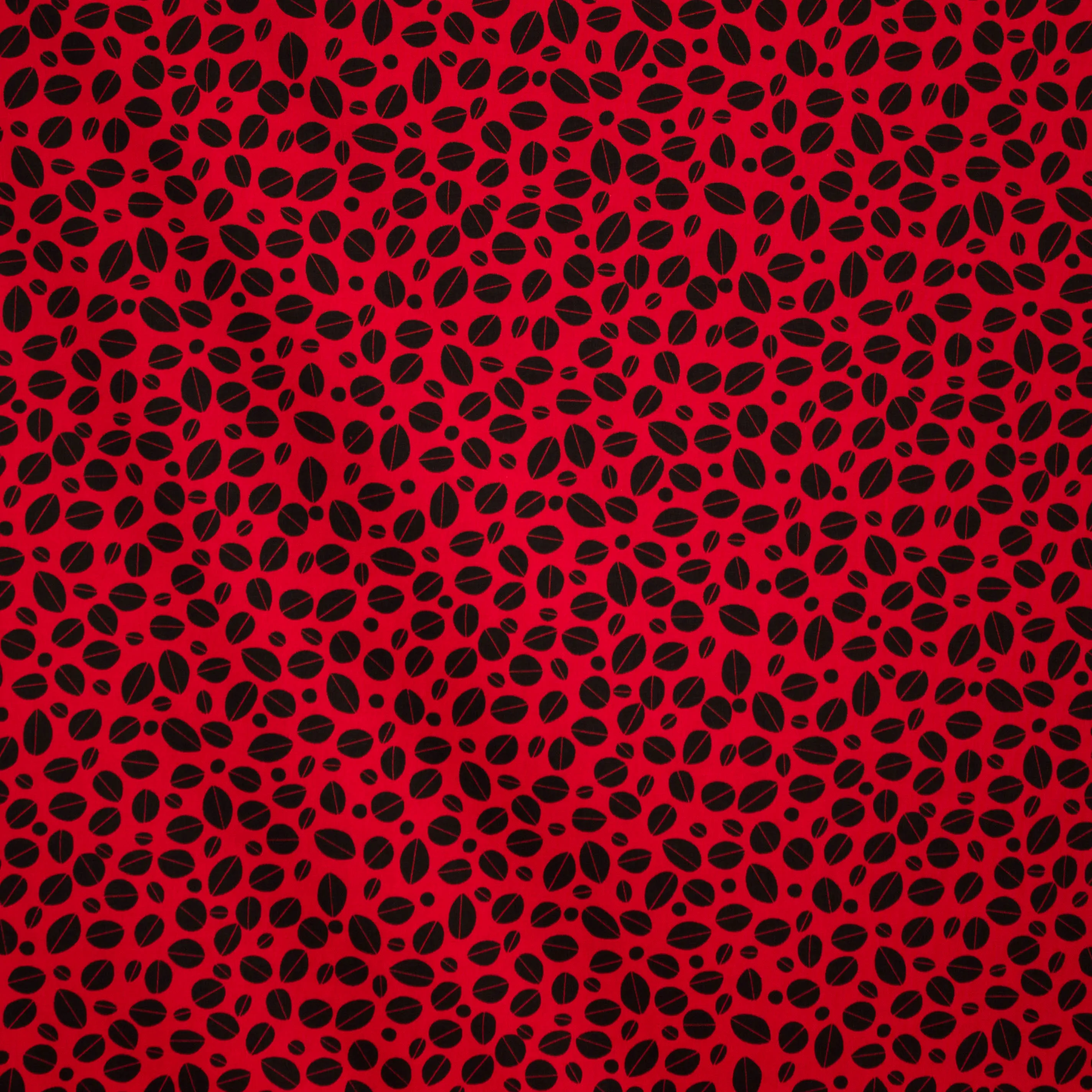 Katoen rood met koffiebonen 'Metro Cafe'