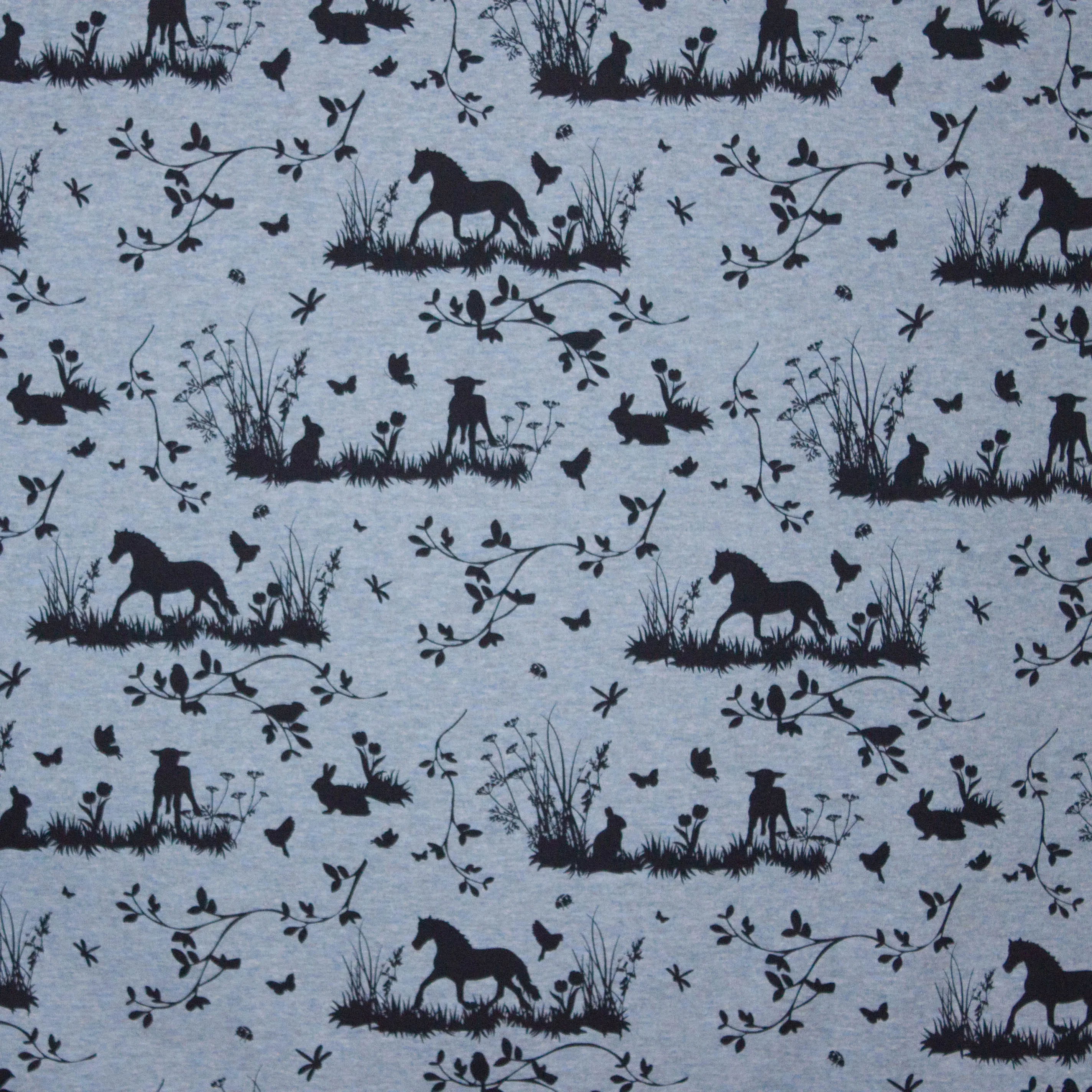Sweater gemeleerd blauw dieren motief