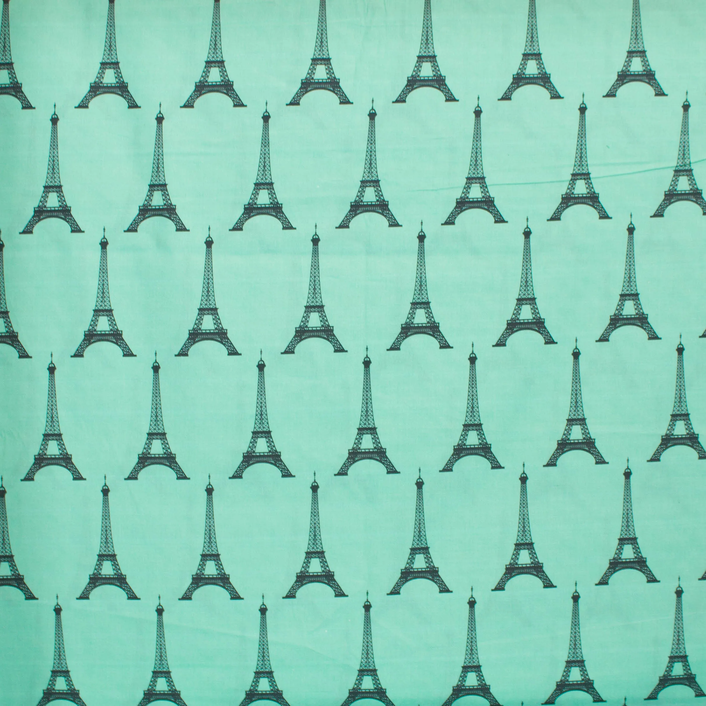 Katoen turquoise met zwarte Eifeltorens