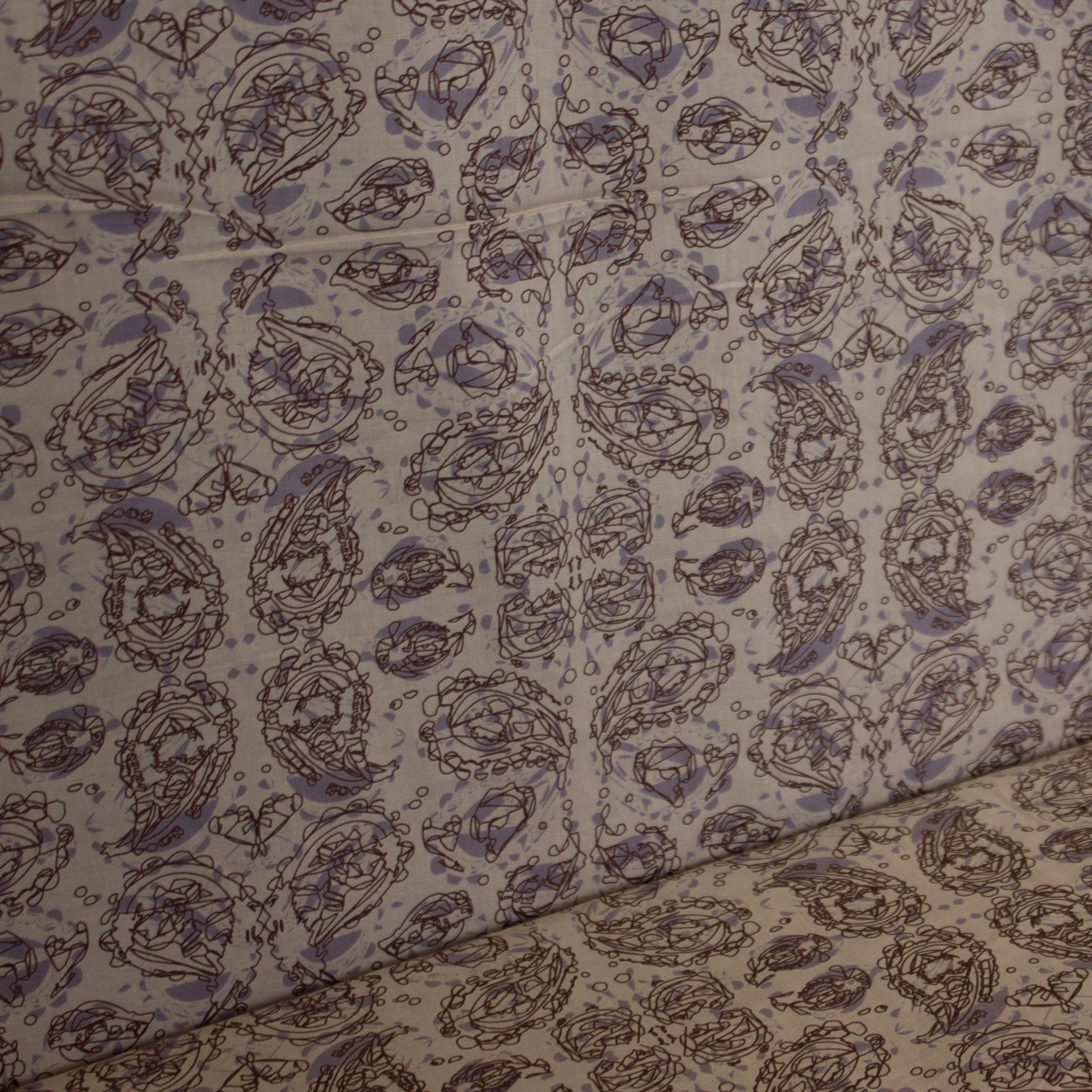 Katoen mauve met abstracte print