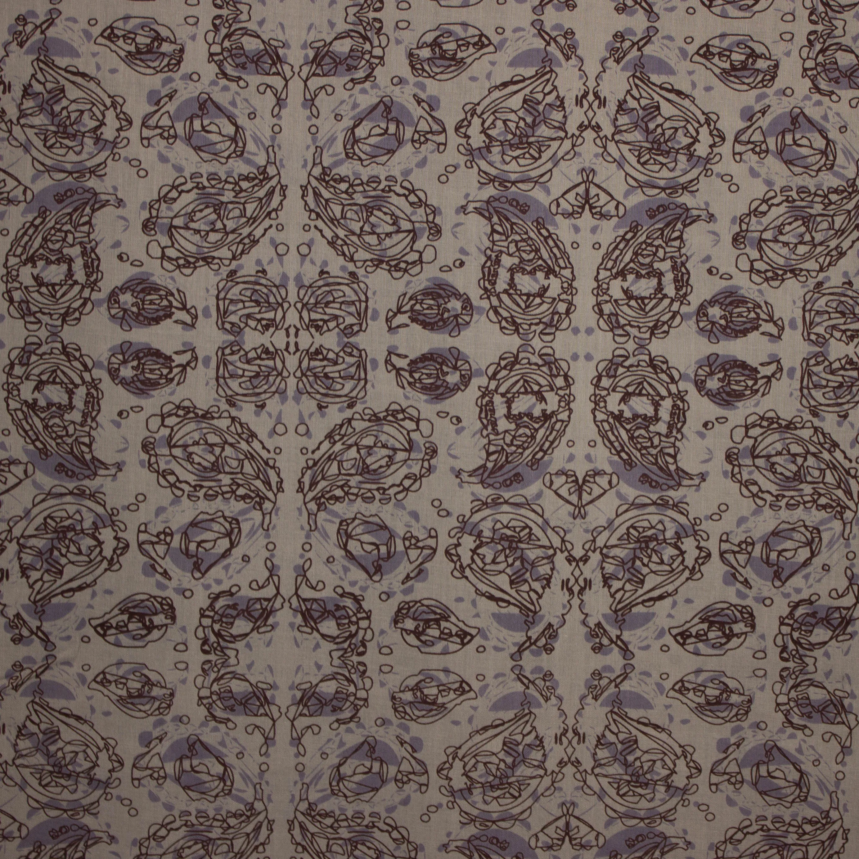 Katoen mauve met abstracte print