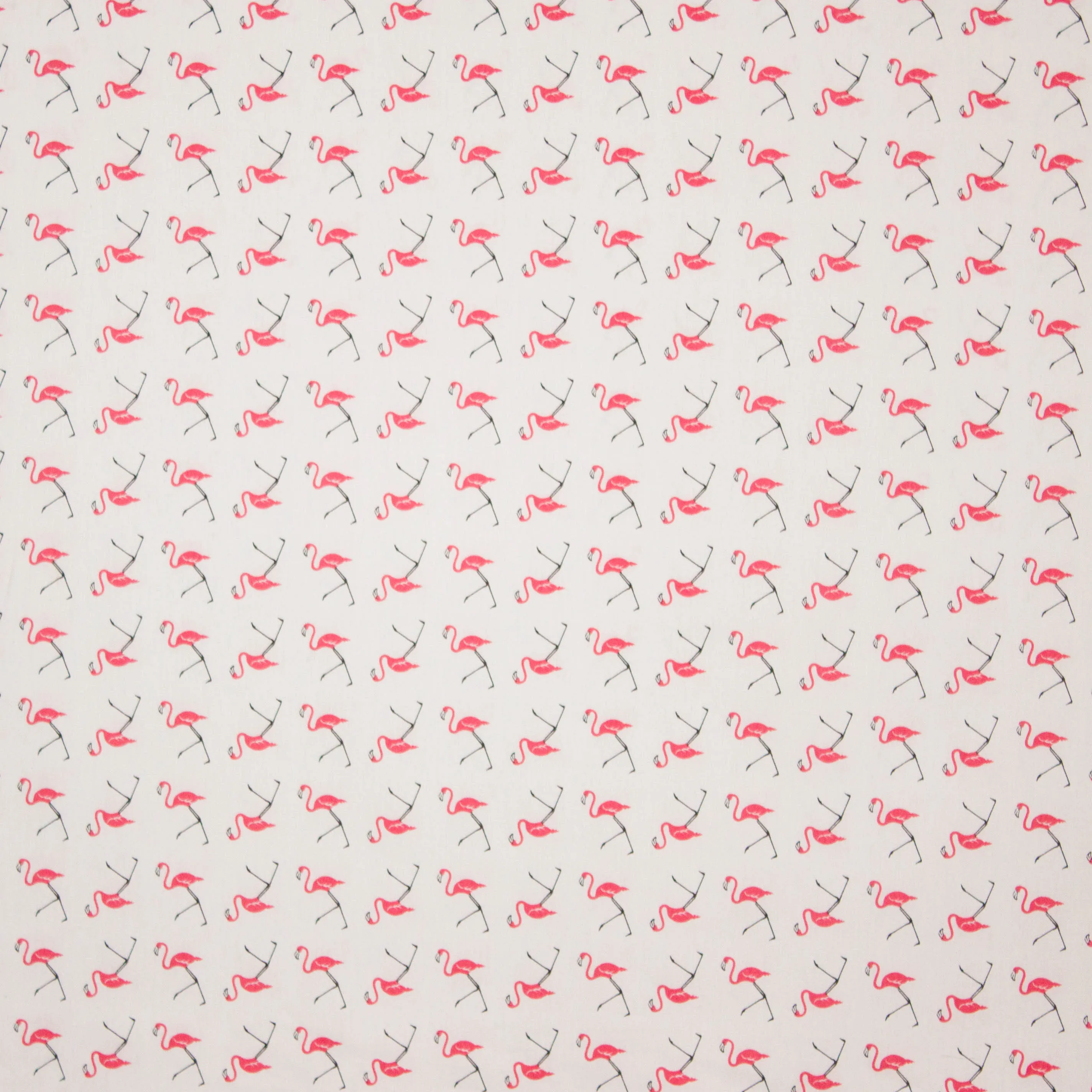 Katoen wit flamingo motief