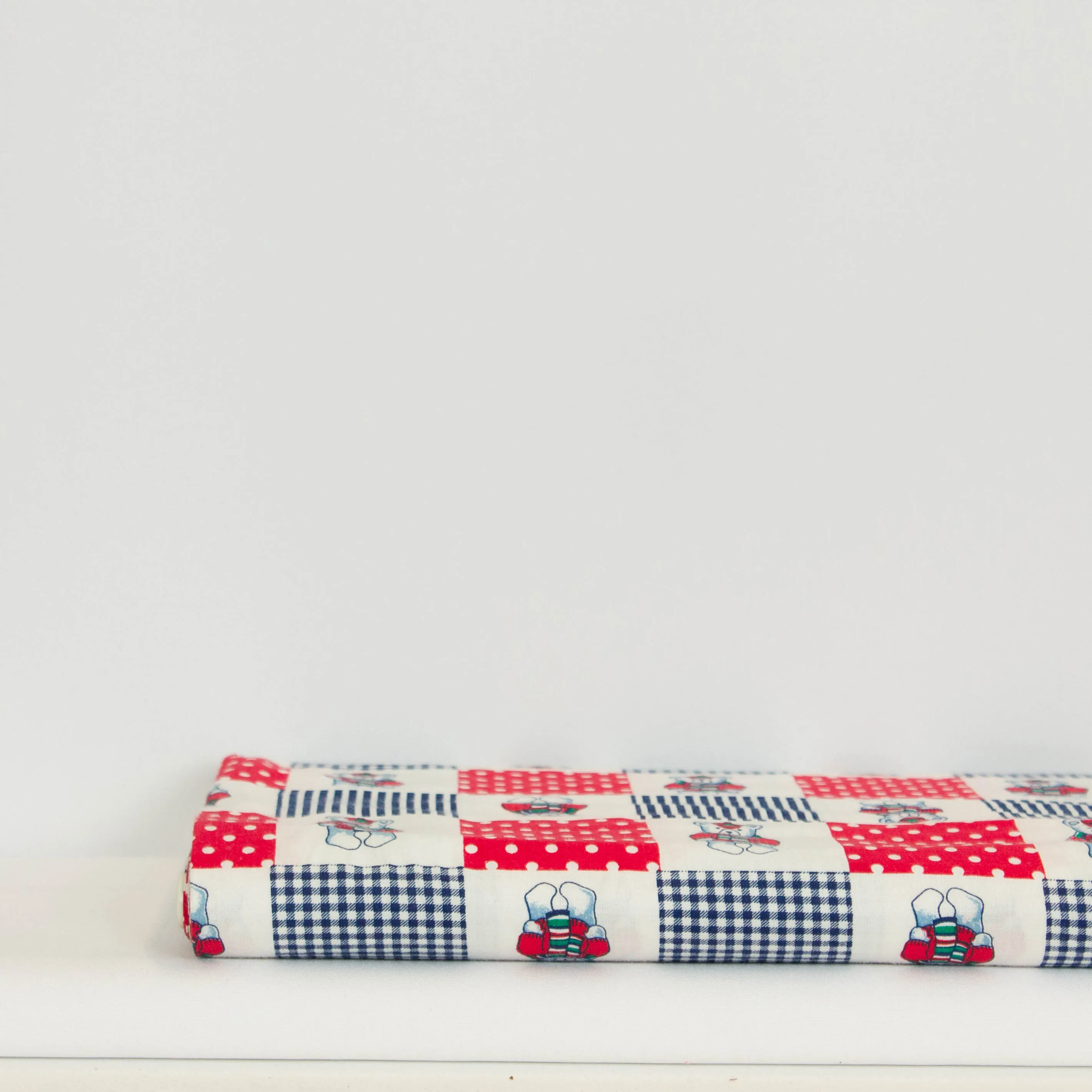 Katoen rood/wit met beertjes