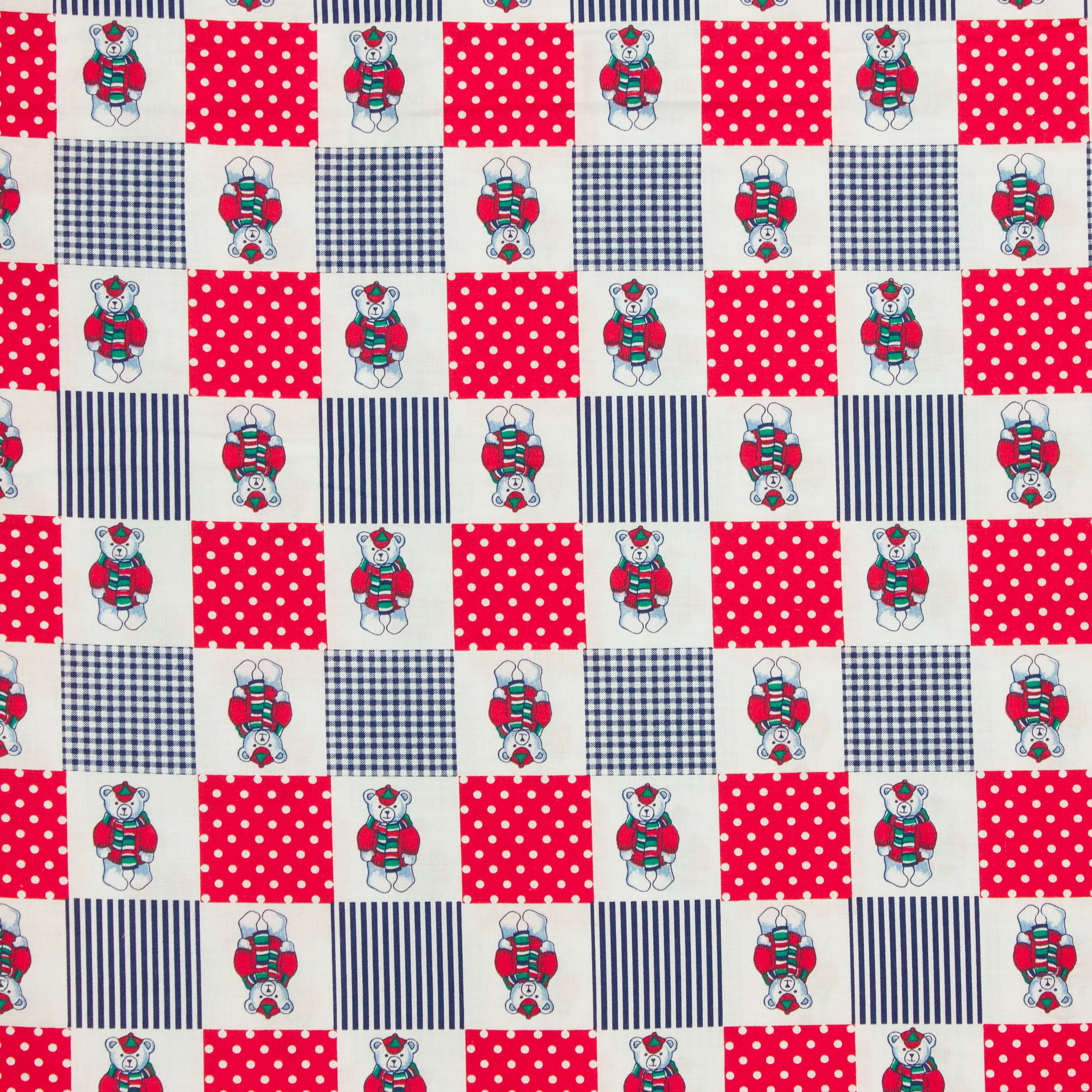 Katoen rood/wit met beertjes