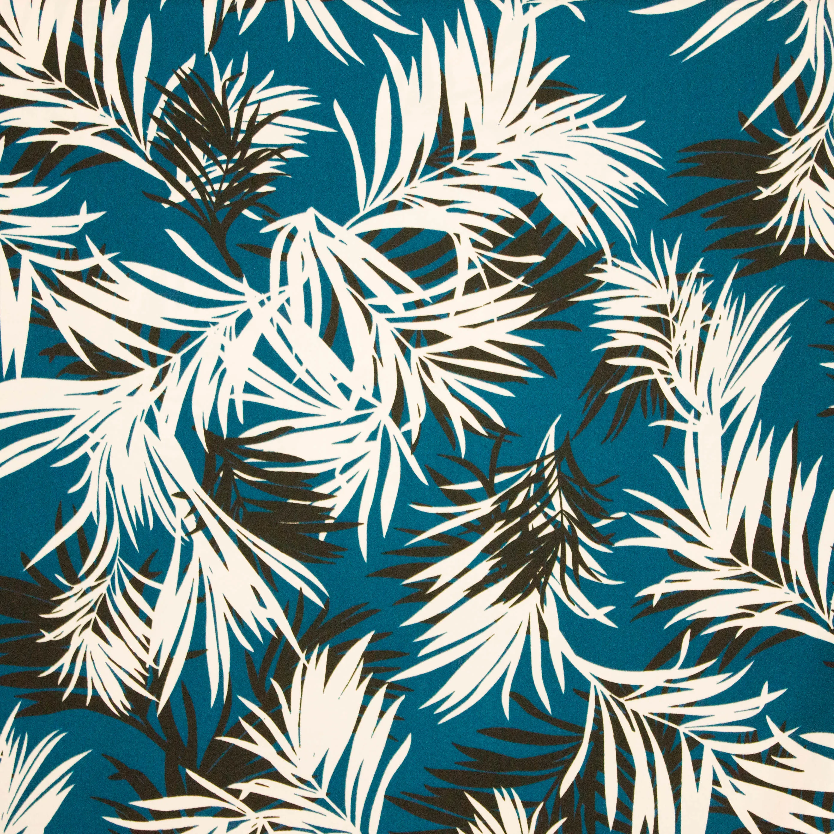 Polyester petrol tropisch motief
