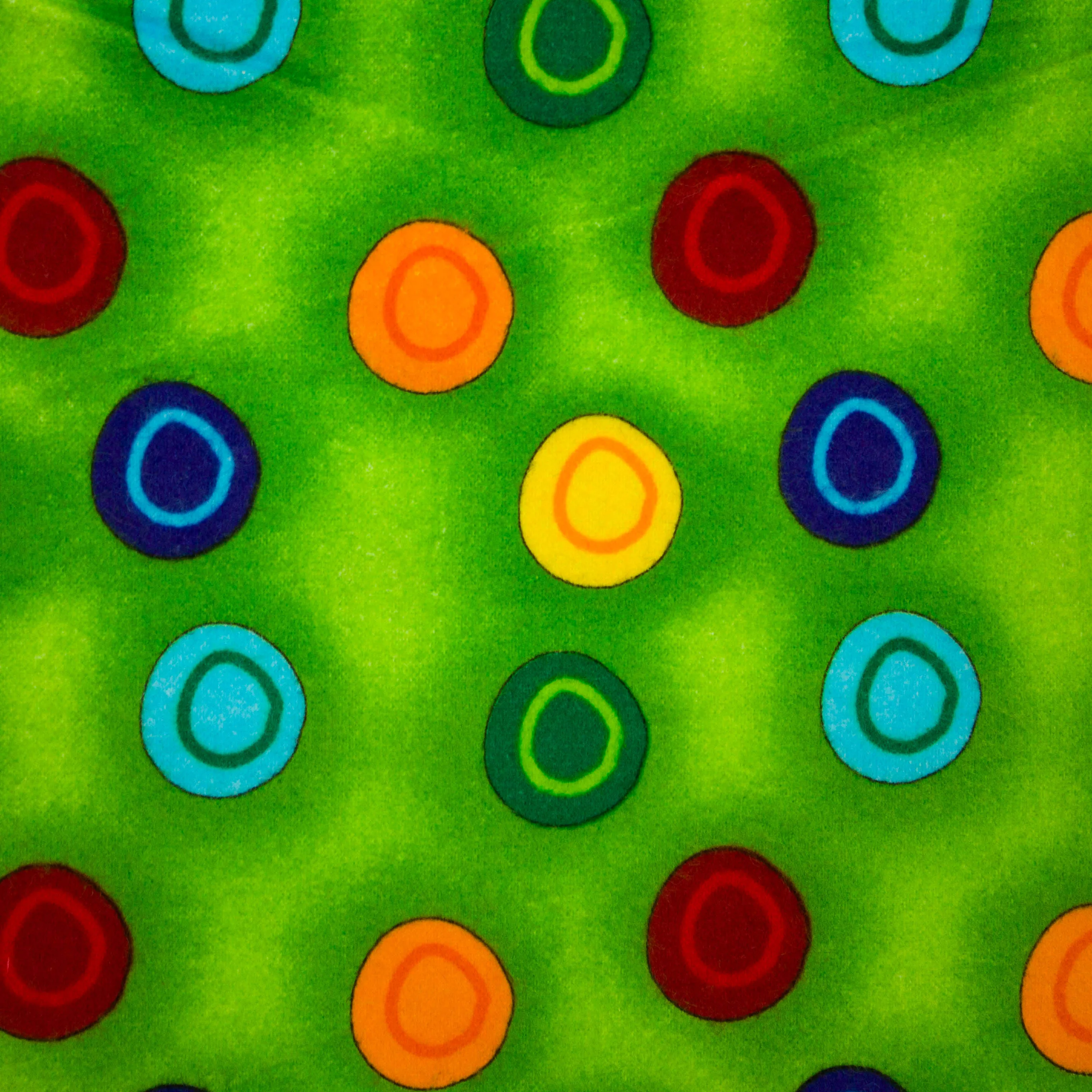 Flanel groen met gekleurde cirkels