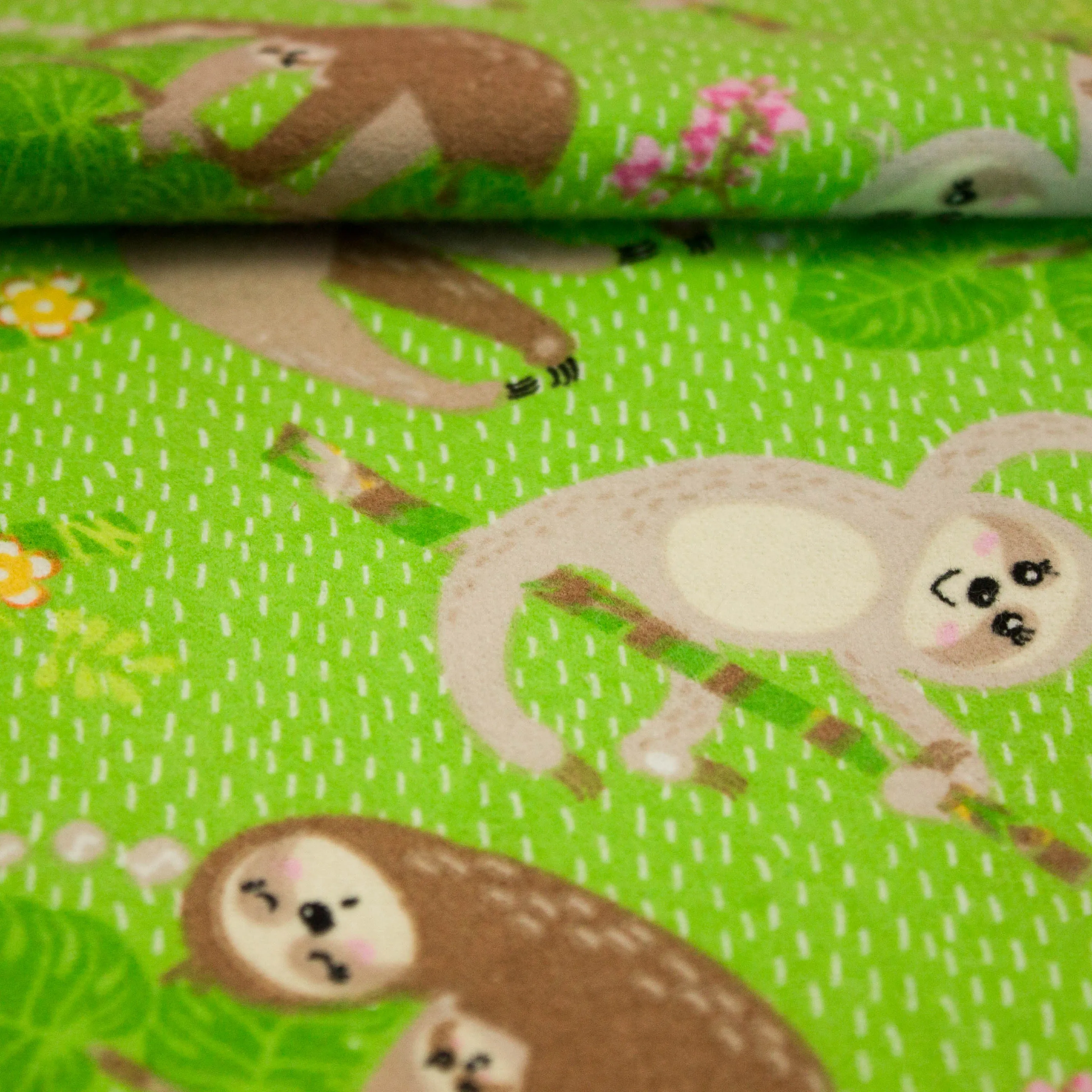 Flanel groen met Luiaards