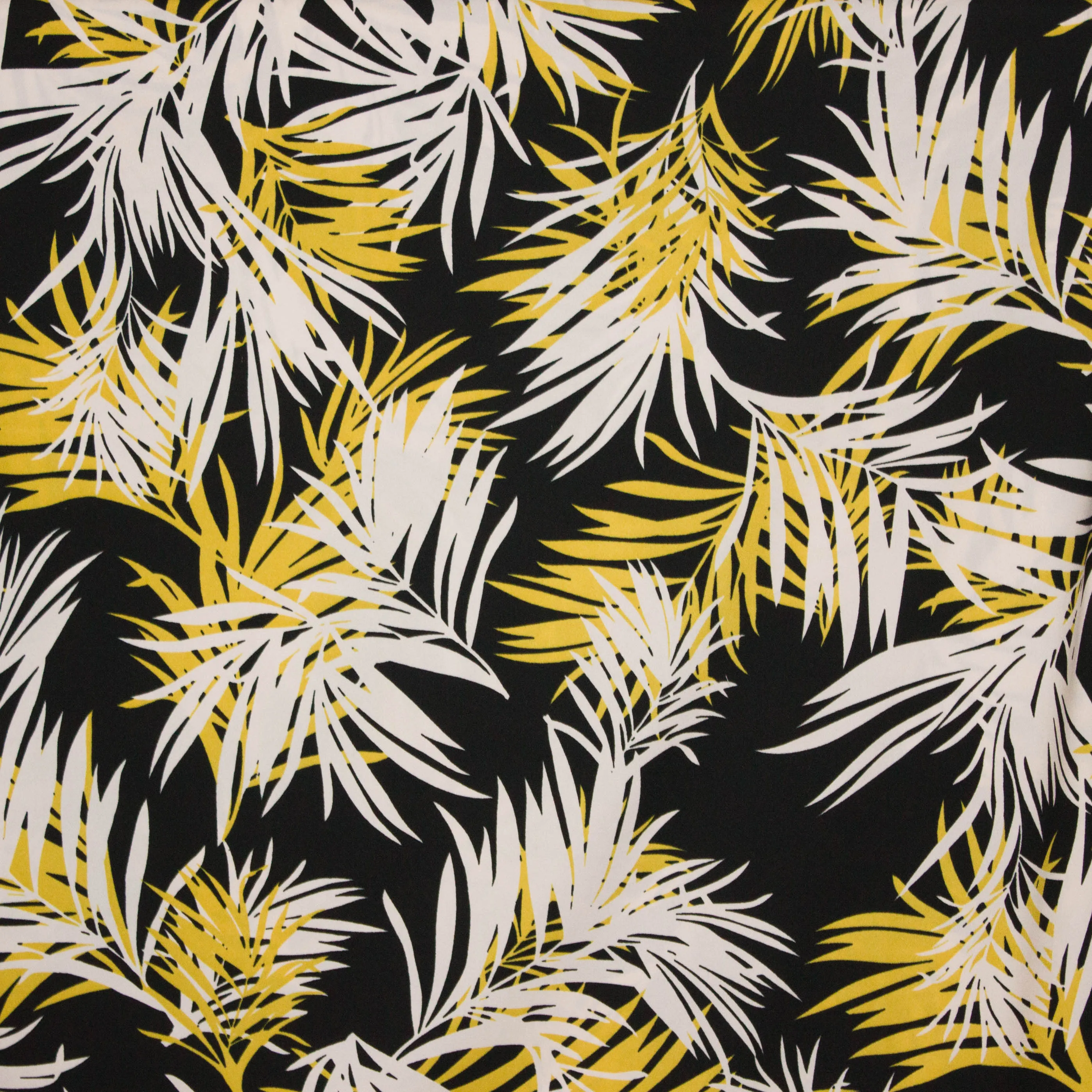 Polyester zwart tropisch motief