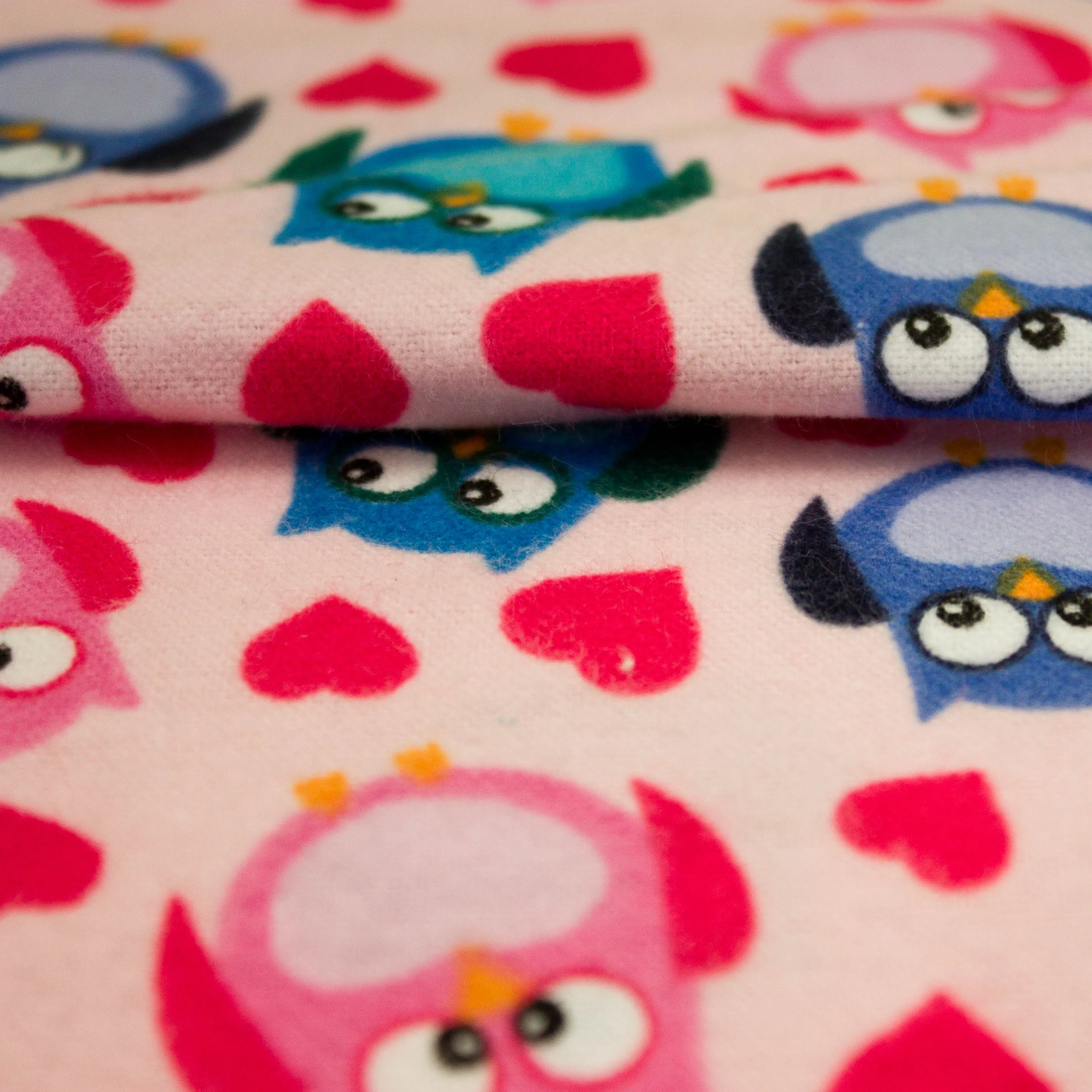 Flanel roze met uilen