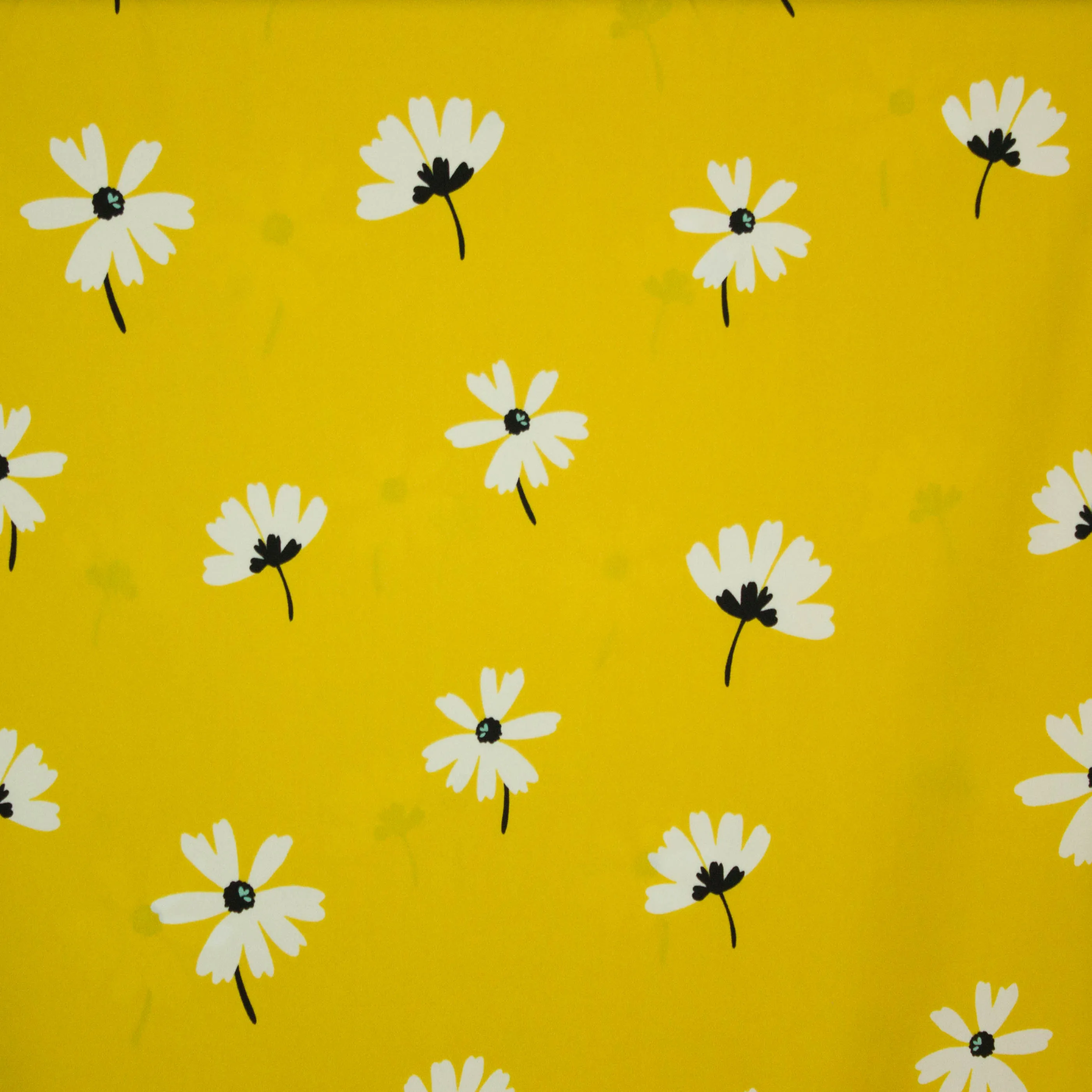 Polyester oker bloemen motief