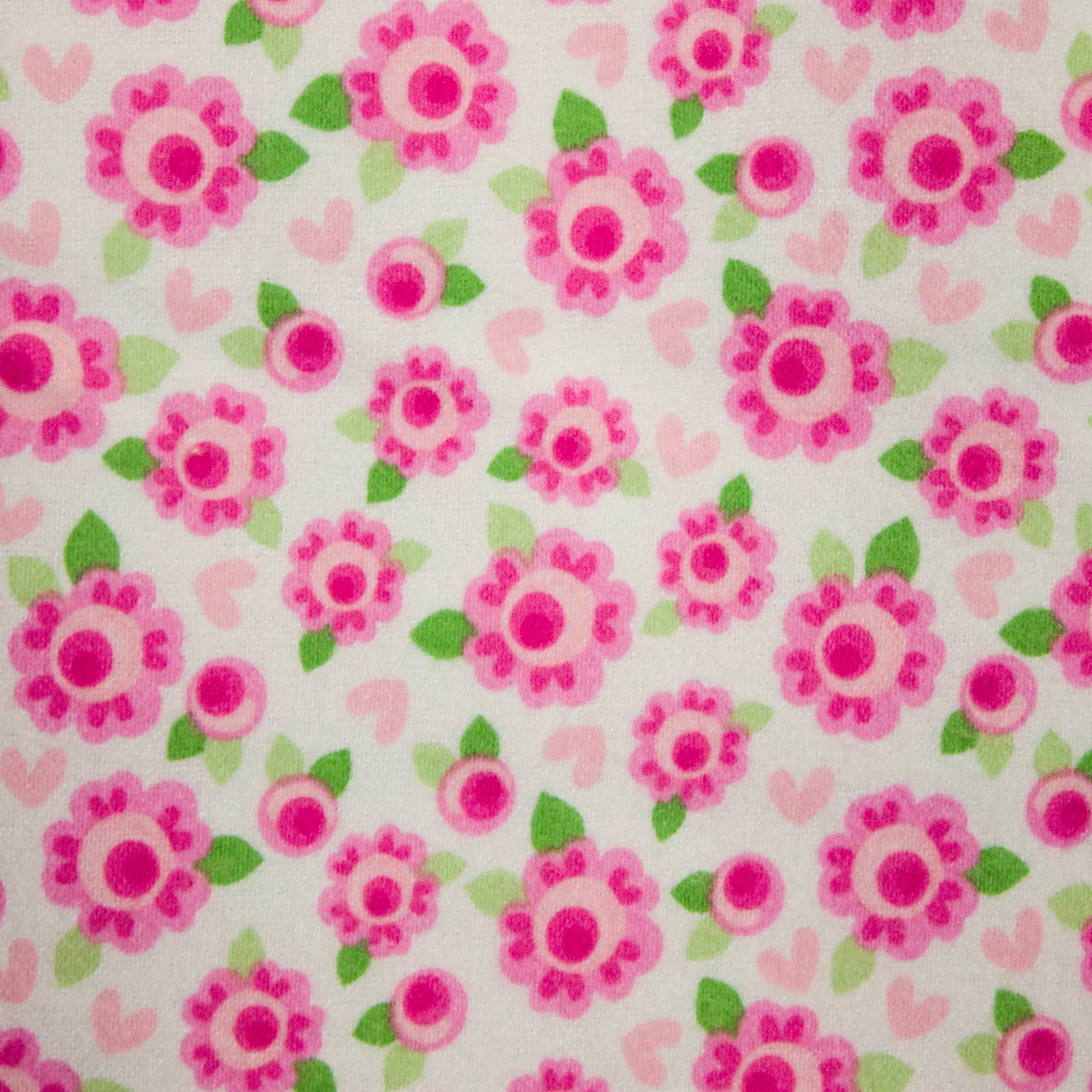 Flanel wit met roze rozen