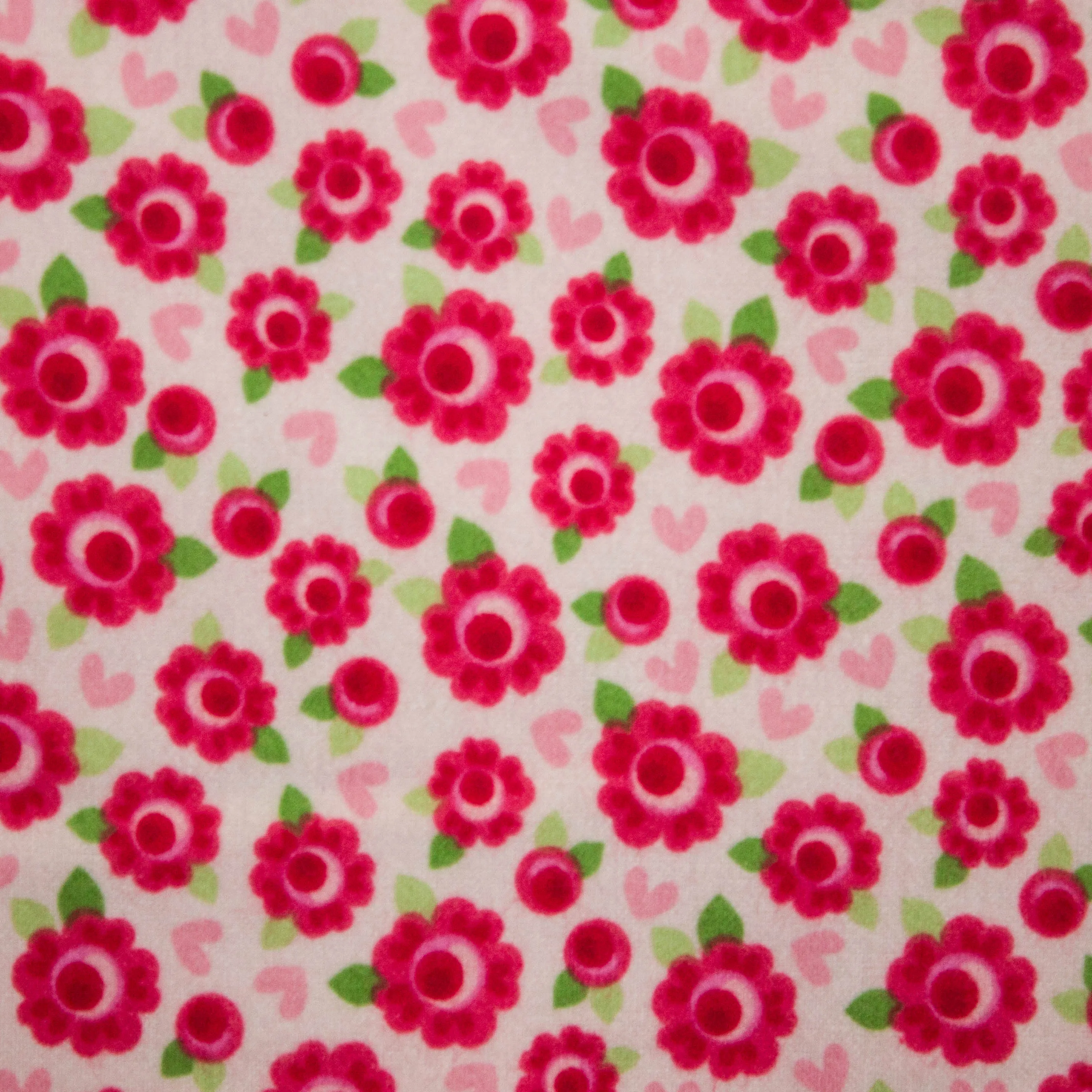 Flanel wit met rode rozen