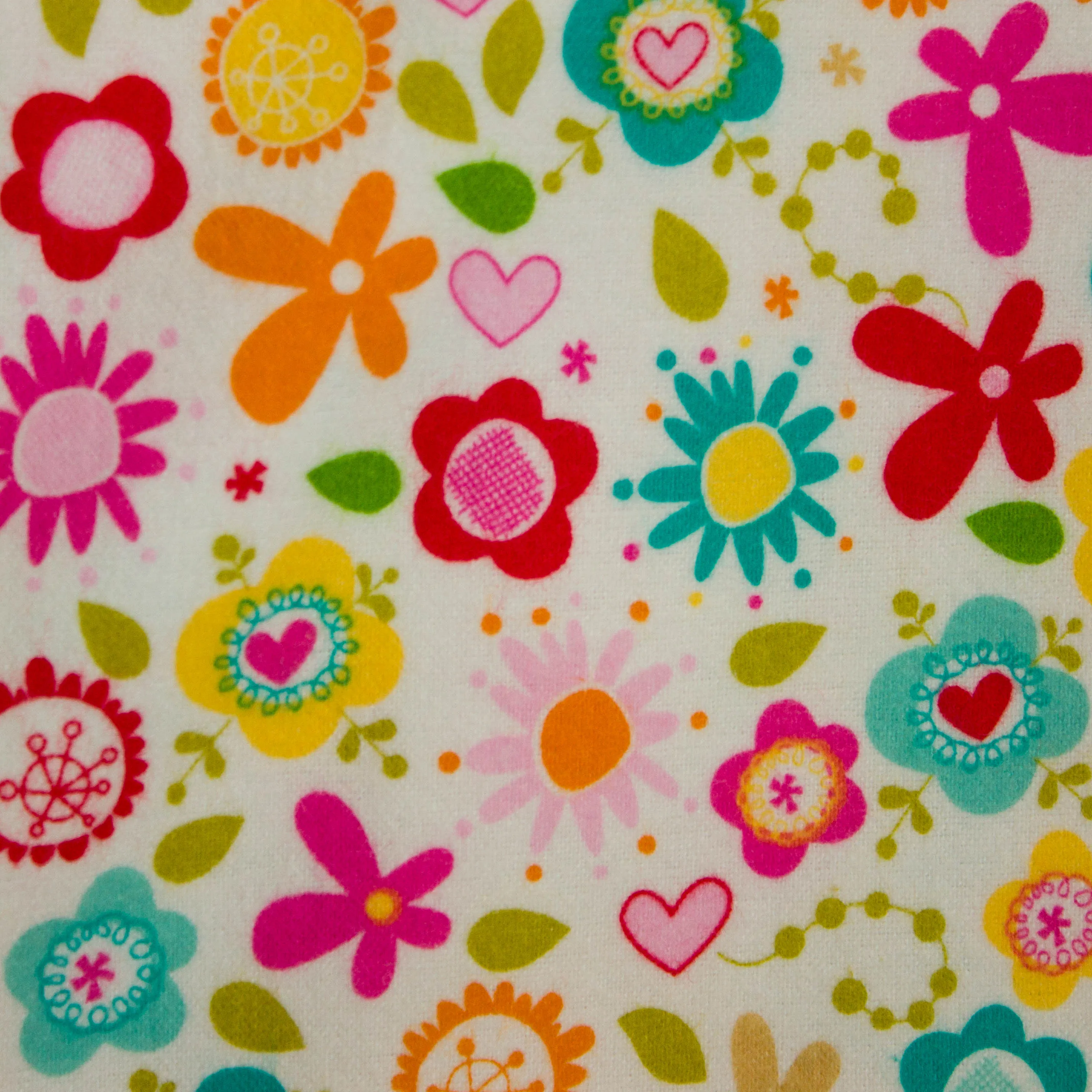 Flanel wit met kleurrijke bloemen