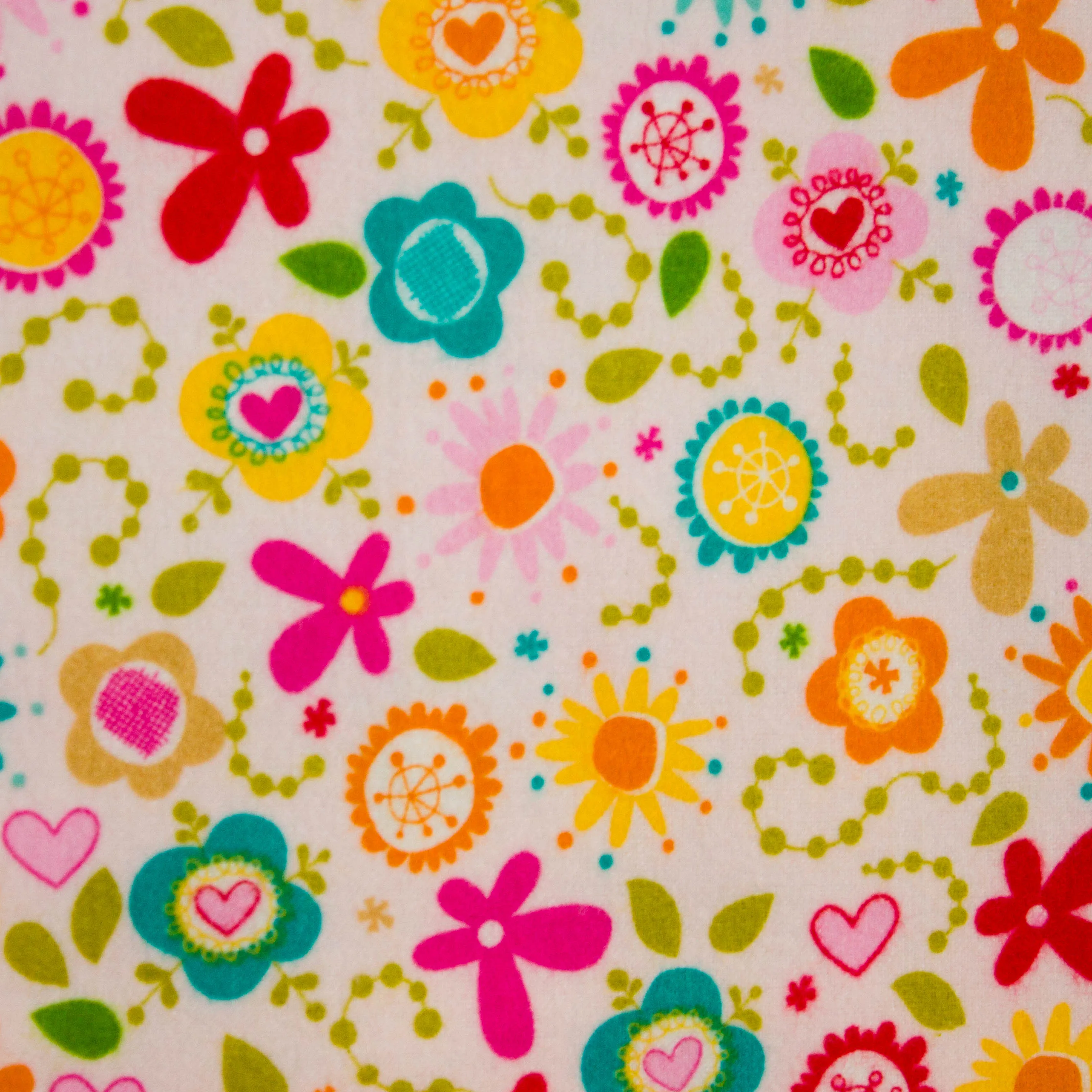 Flanel roze met kleurrijke bloemen