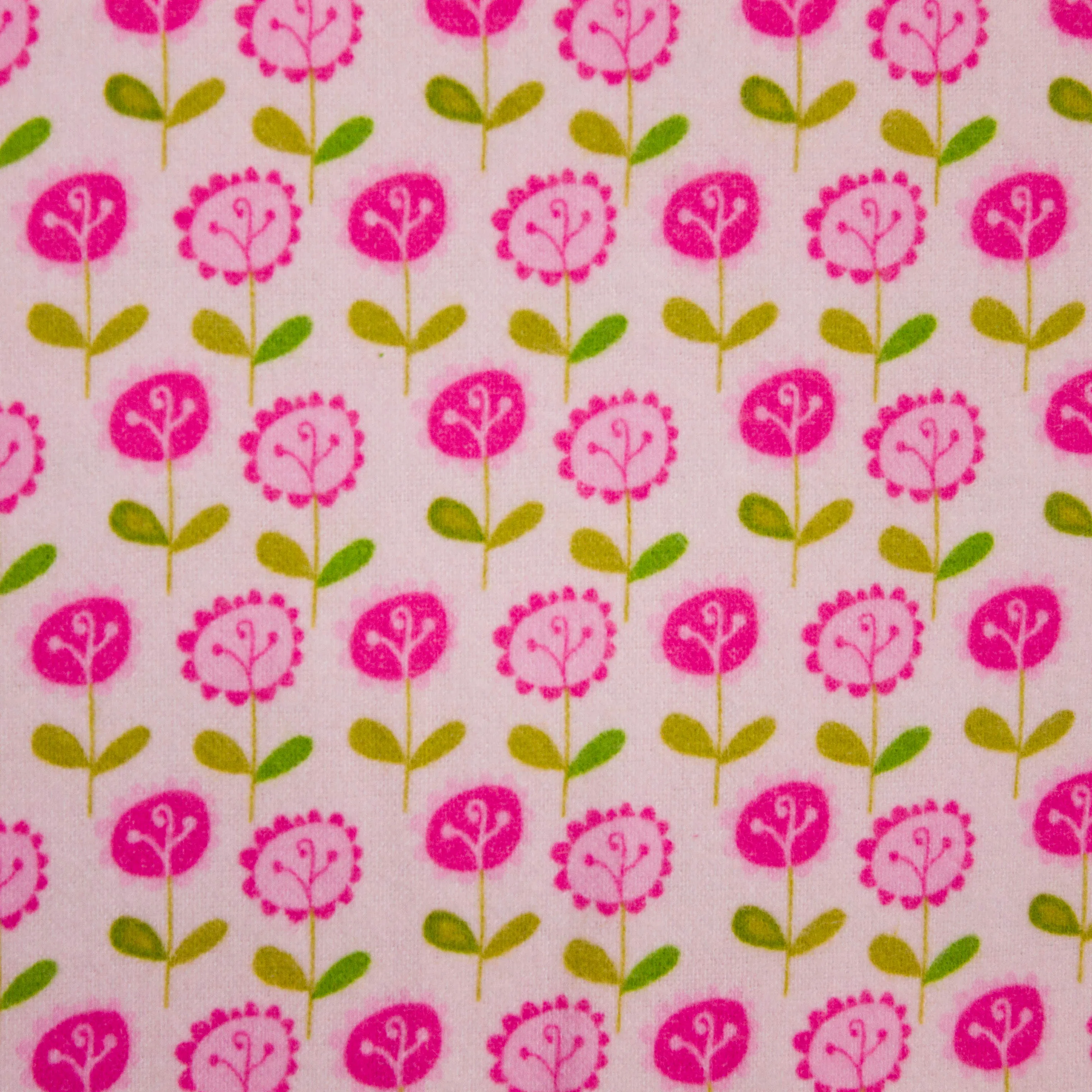 Flanel roze met roze bloemen