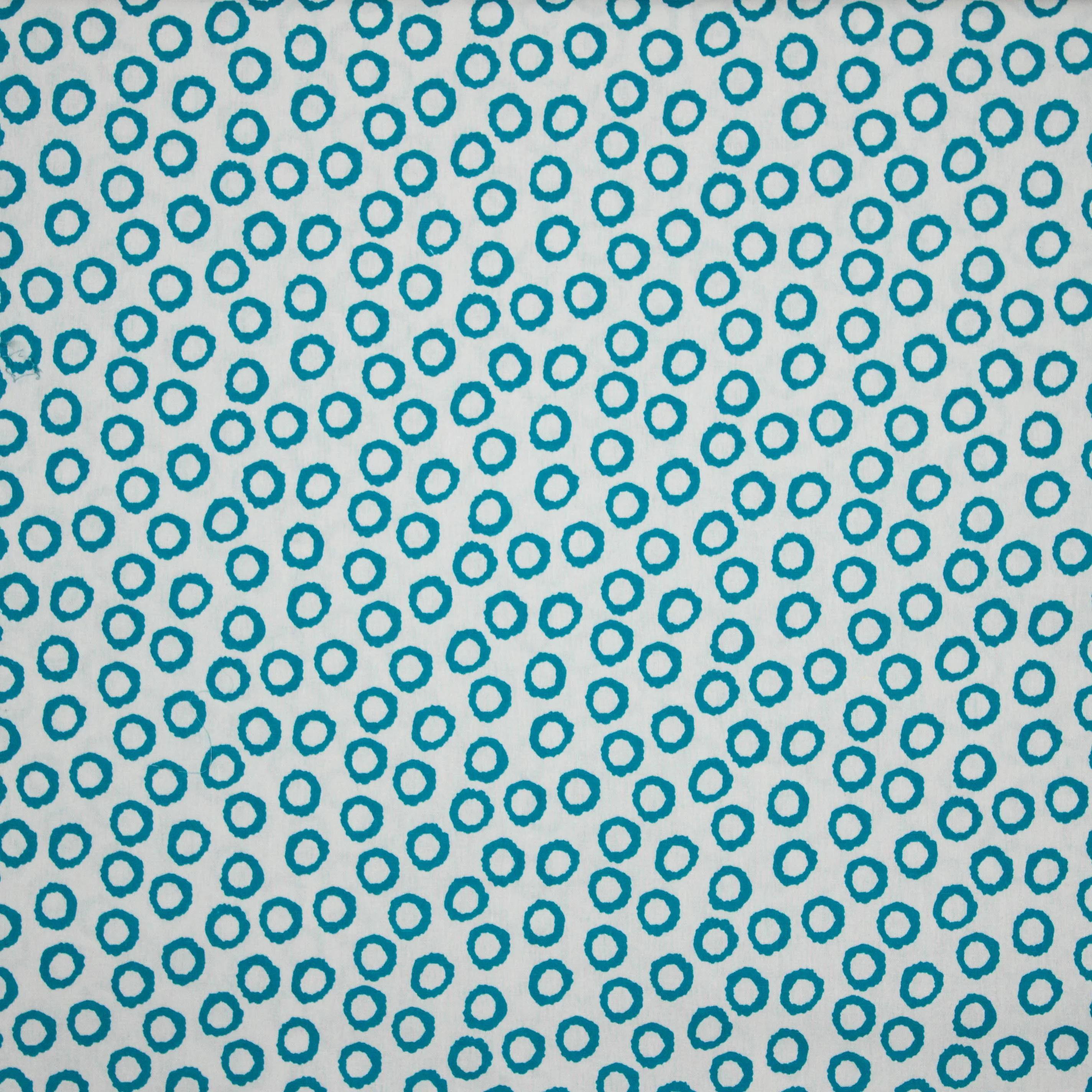Linnen wit turquoise cirkel motief