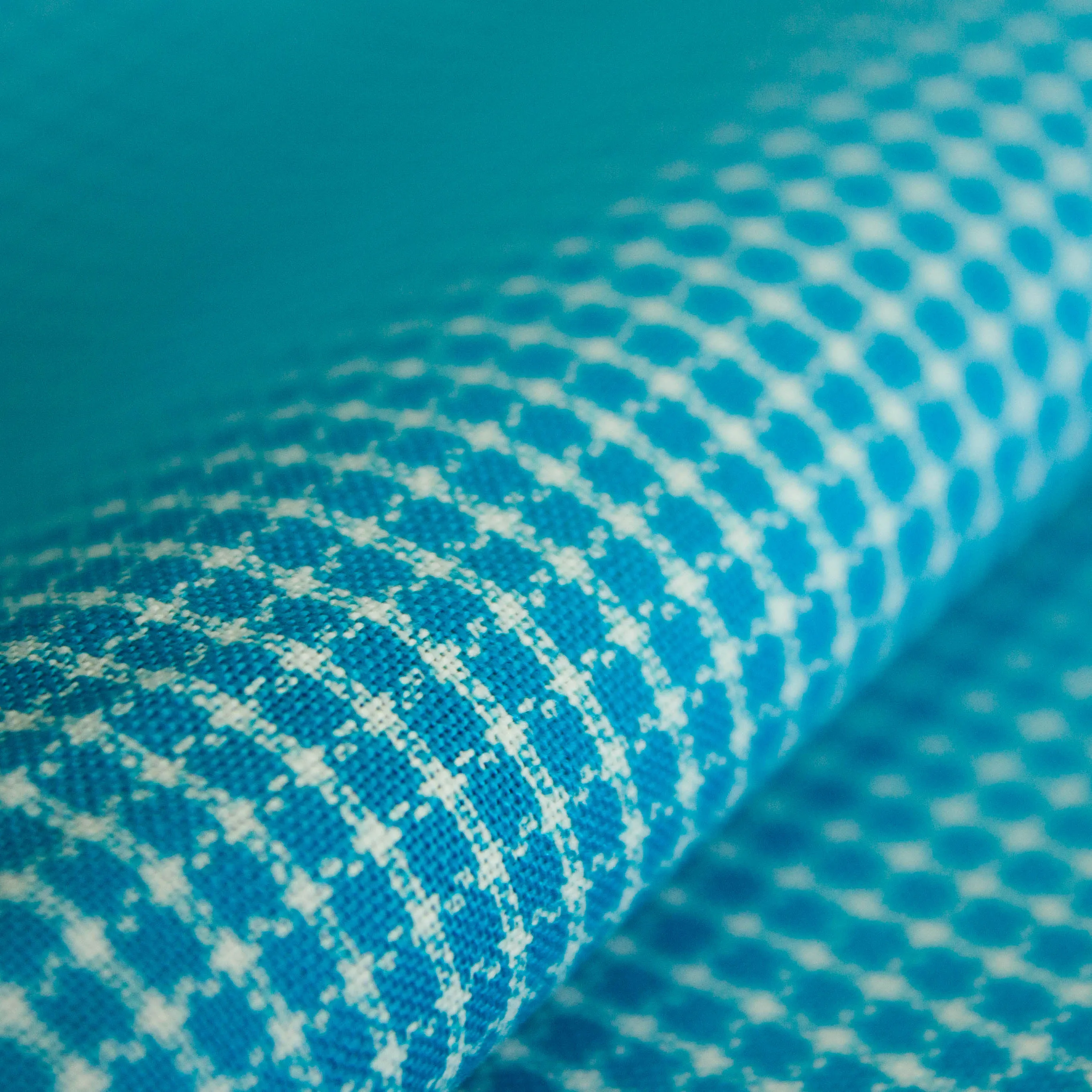 Katoen blauw met witte ruiten