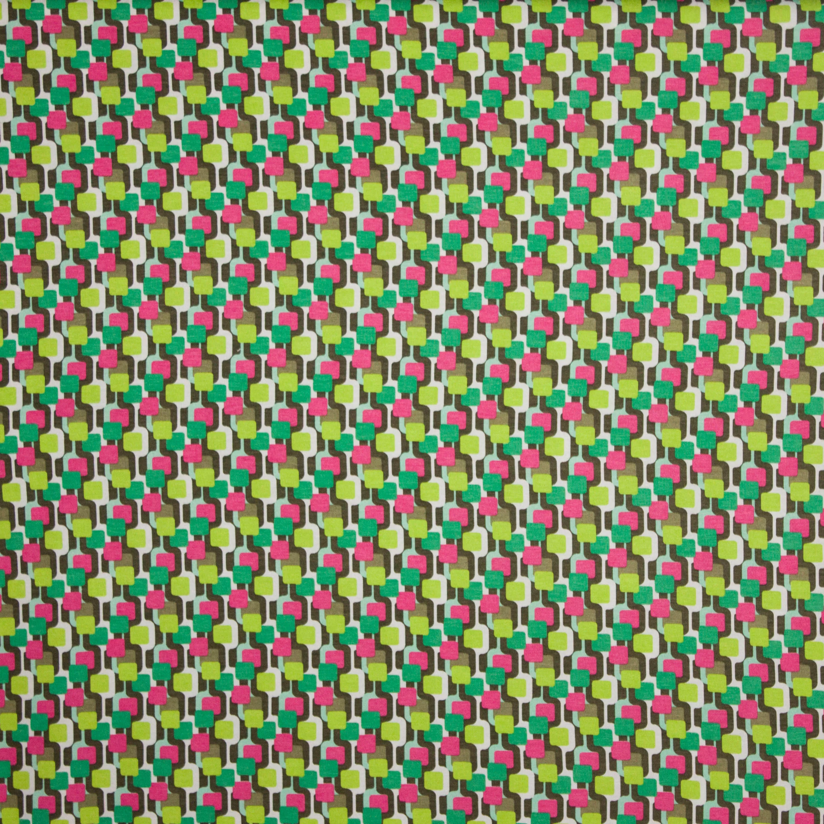 Viscose tricot geometrisch motief