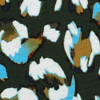Viscosemengeling groen met blauwe, witte en kaki vlekken
