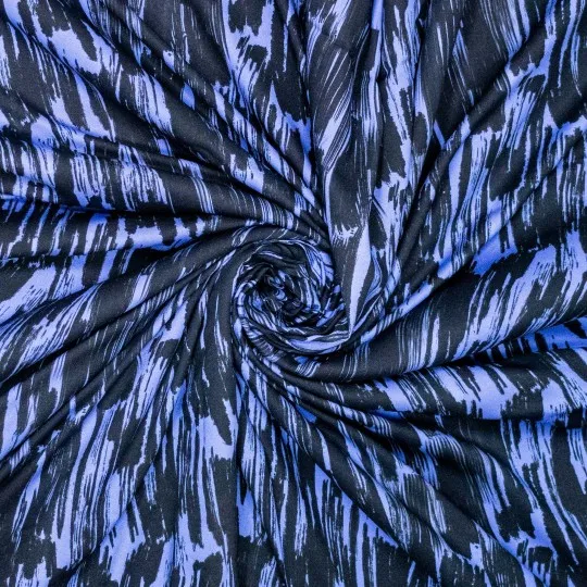 Viscosemengeling blauw met zwarte verfstrepen