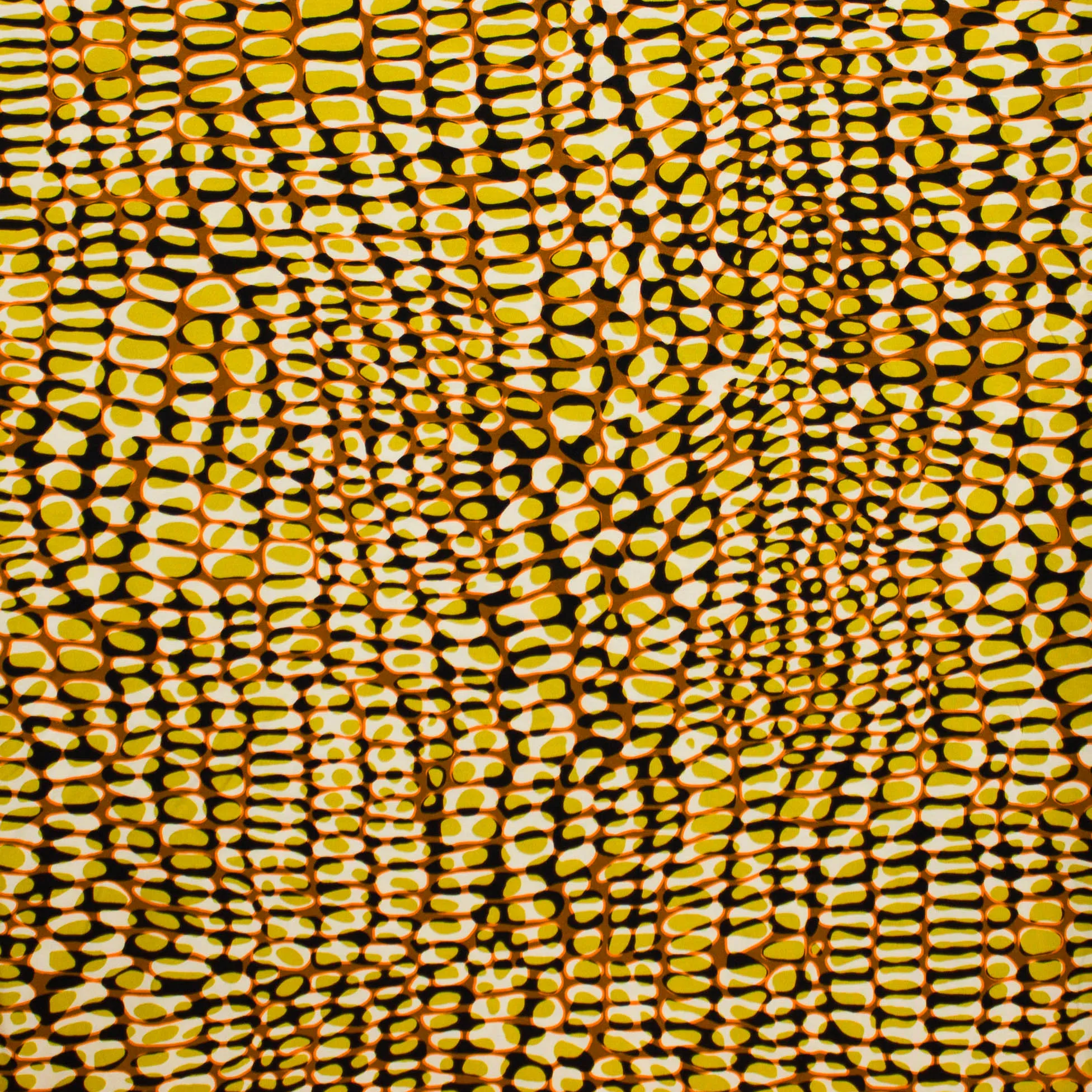 Viscose tricot geel met abstract motief