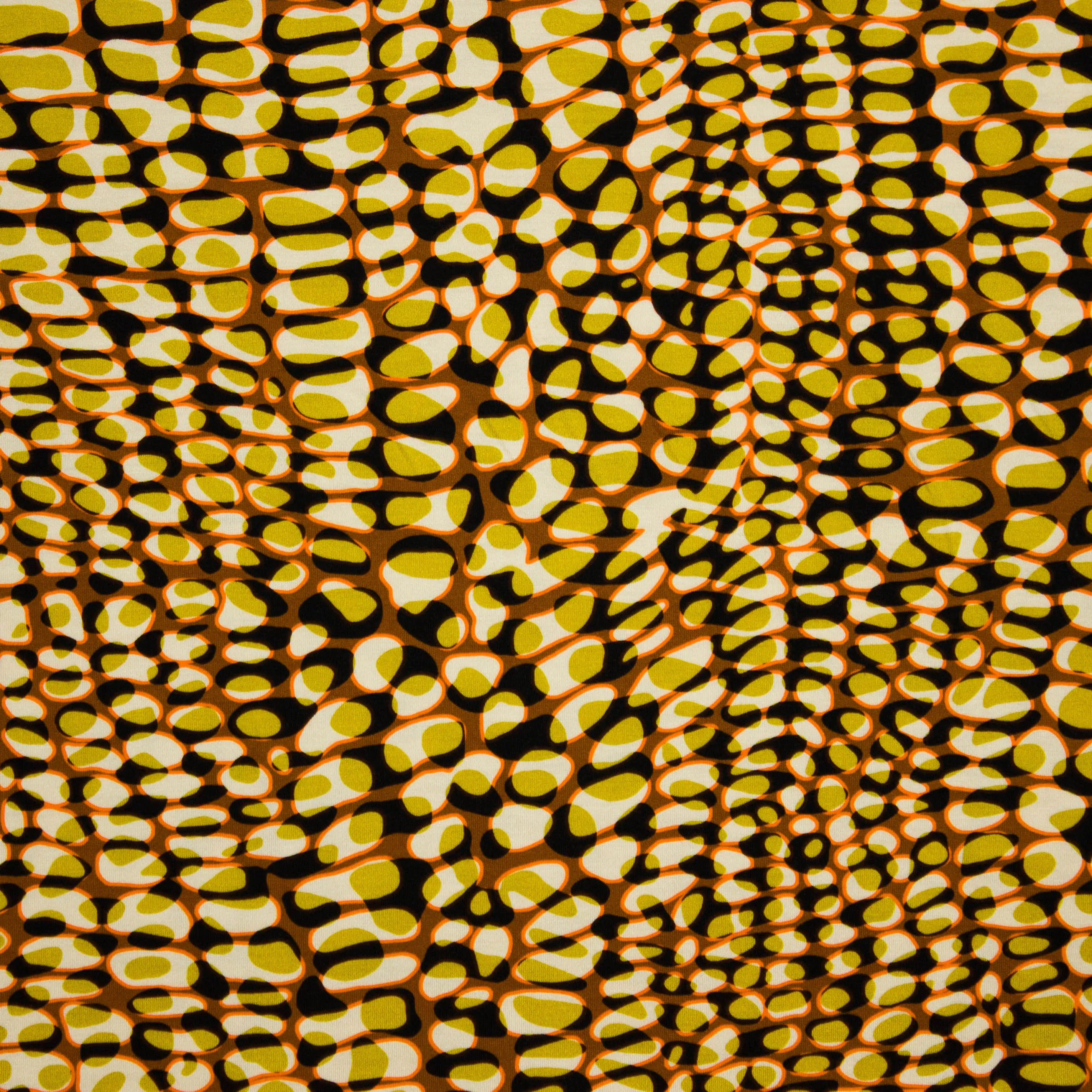 Viscose tricot geel met abstract motief