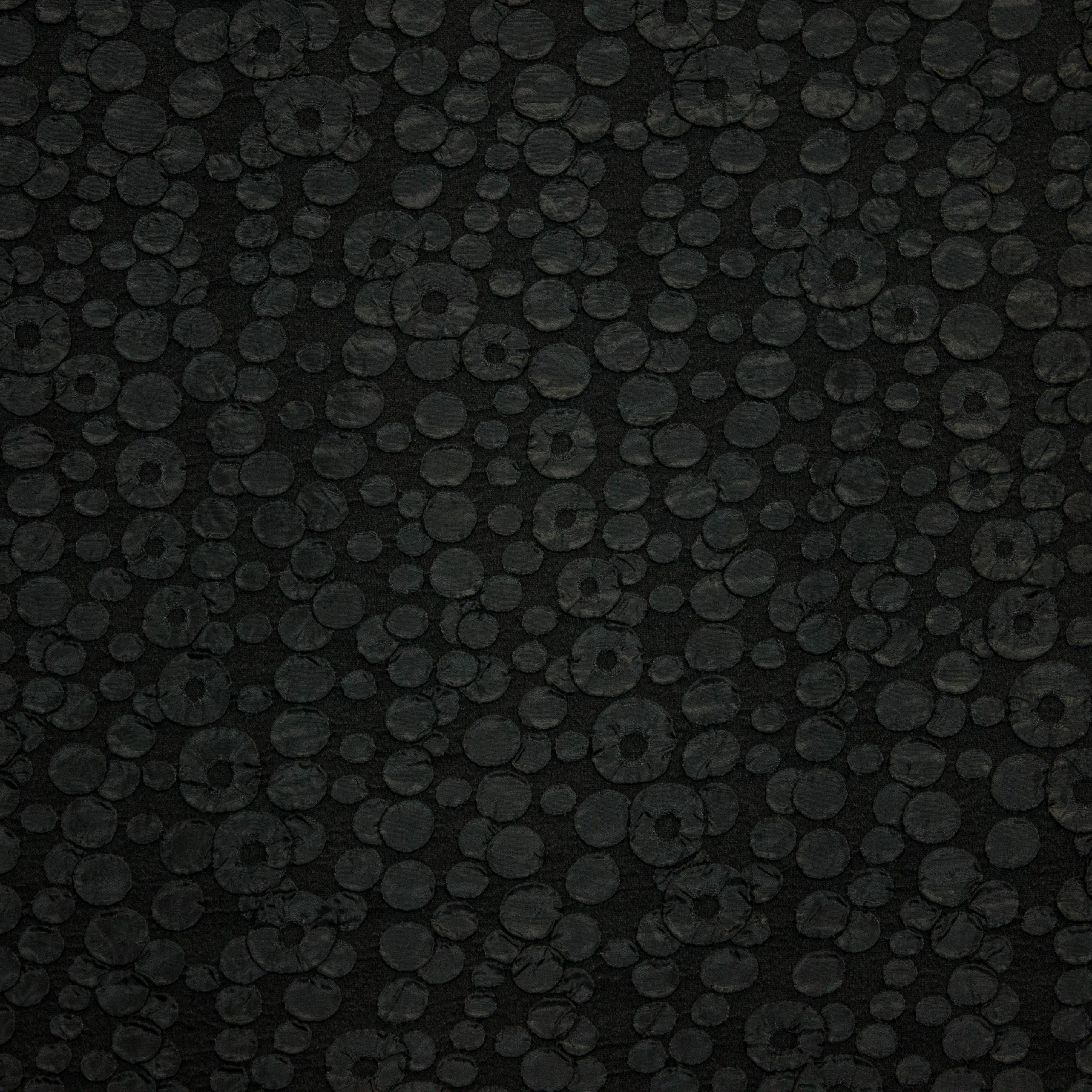 Jaquard polyester zwart met cirkels
