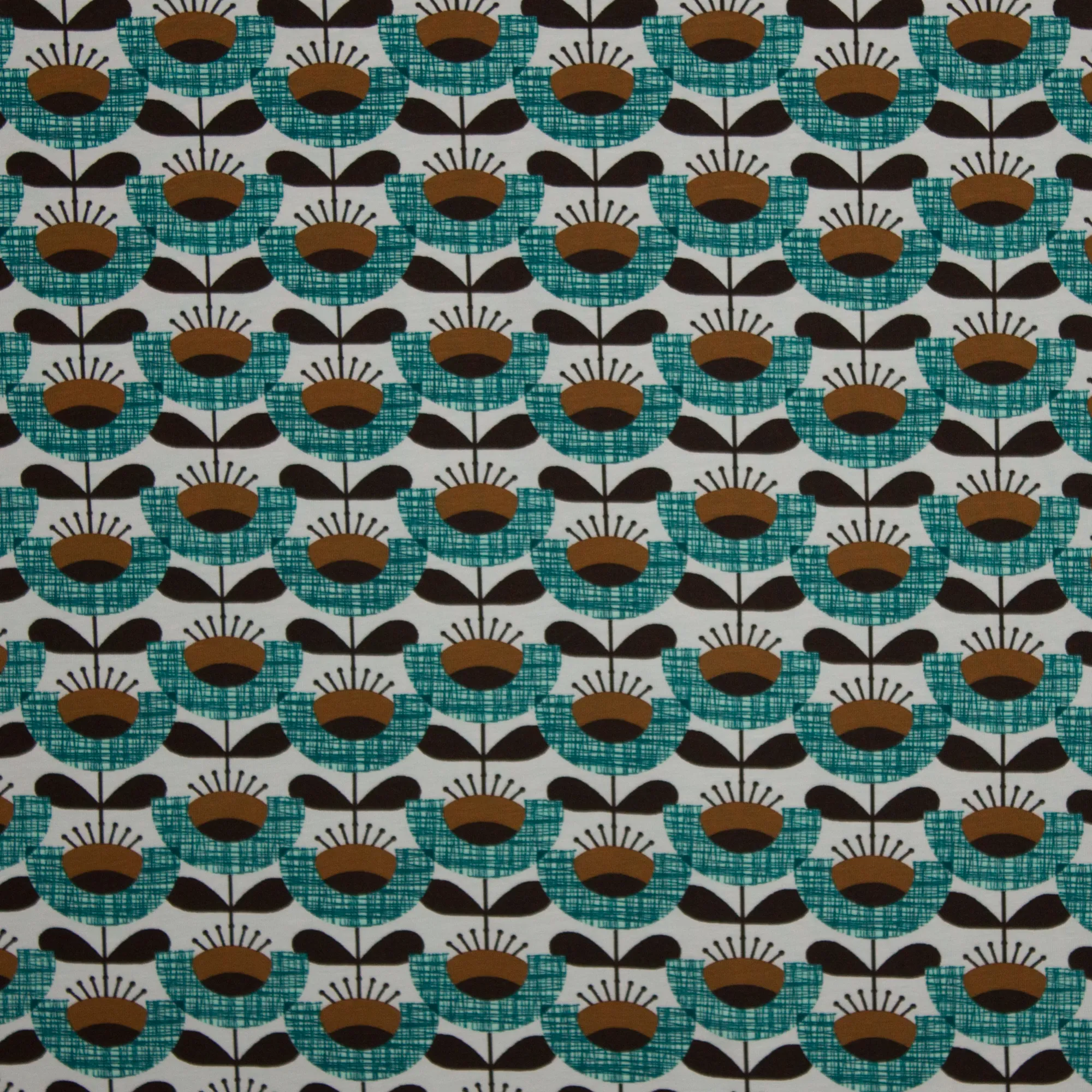 Katoen tricot met retro bloem