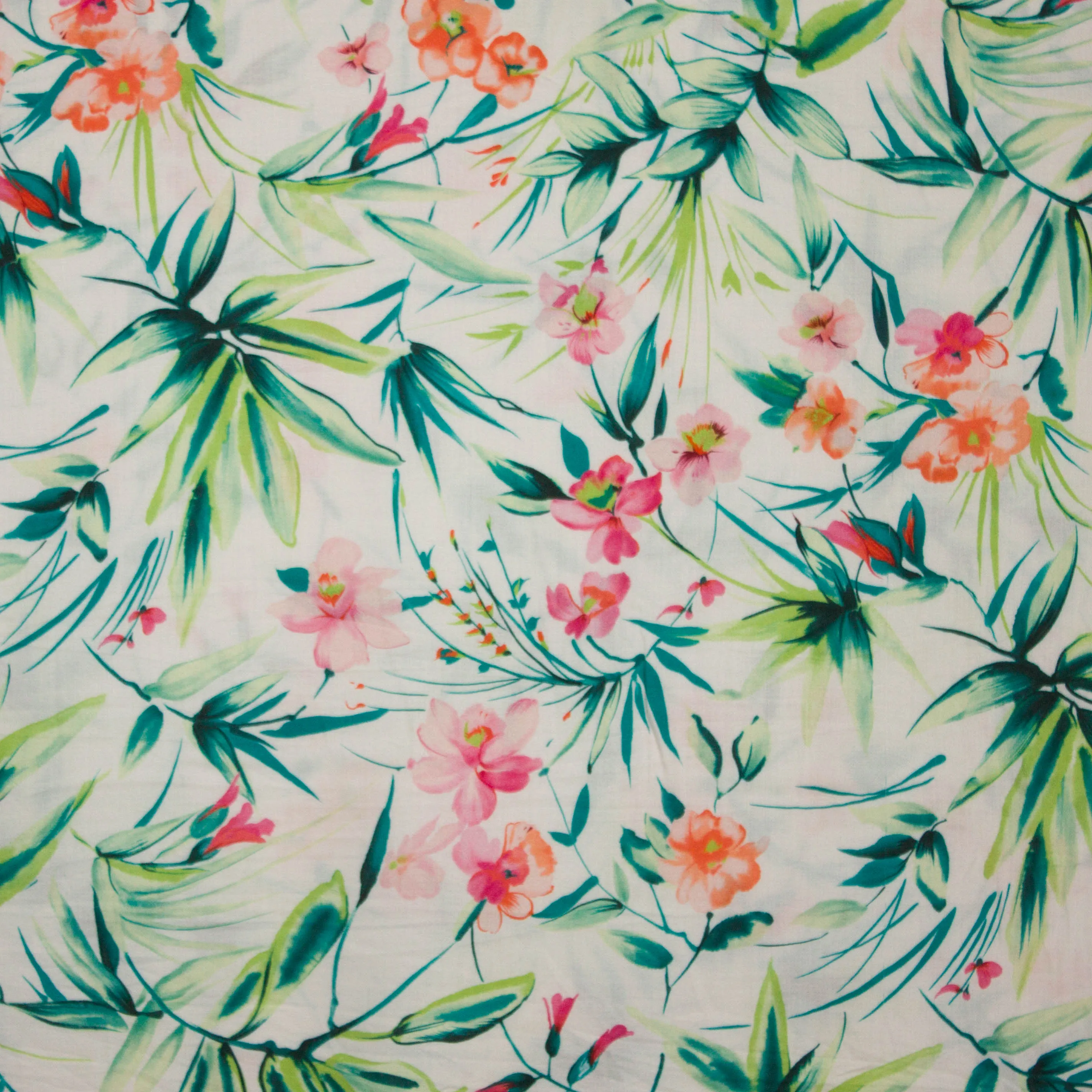 Viscose wit bloemen motief
