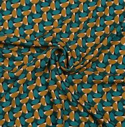 Viscose blauwgroen met abstracte cirkels