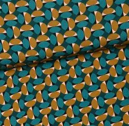 Viscose blauwgroen met abstracte cirkels