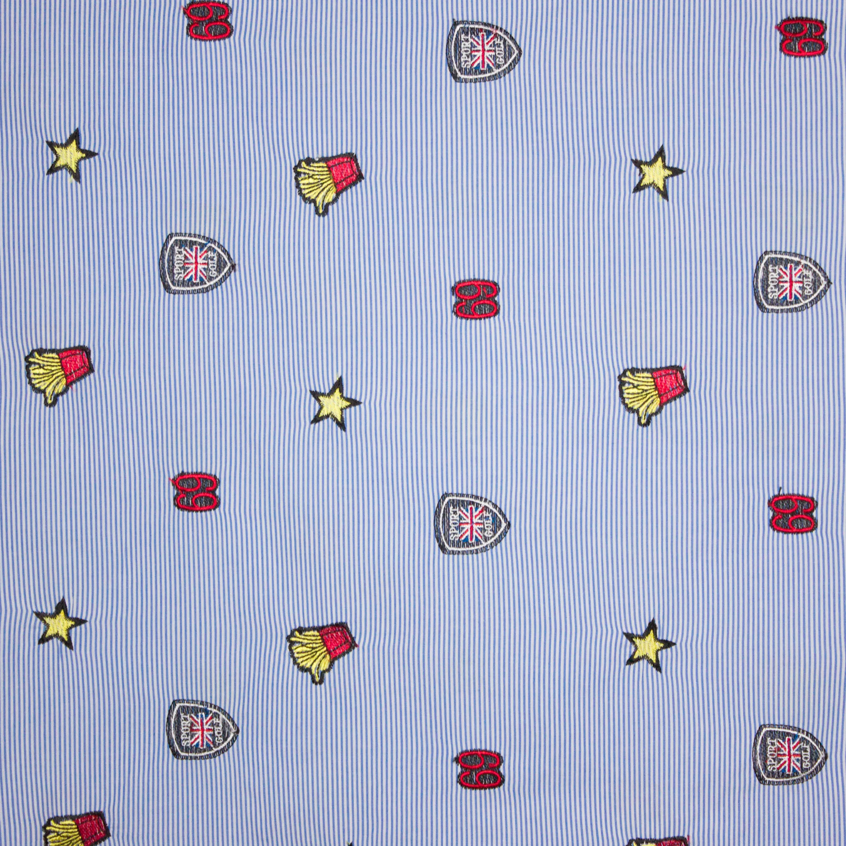 Katoen wit blauw gestreept patches