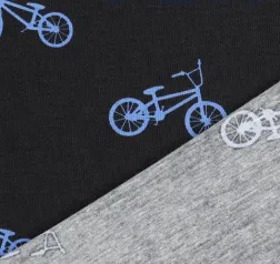 Tricot zwart met blauwe BMX fietsen