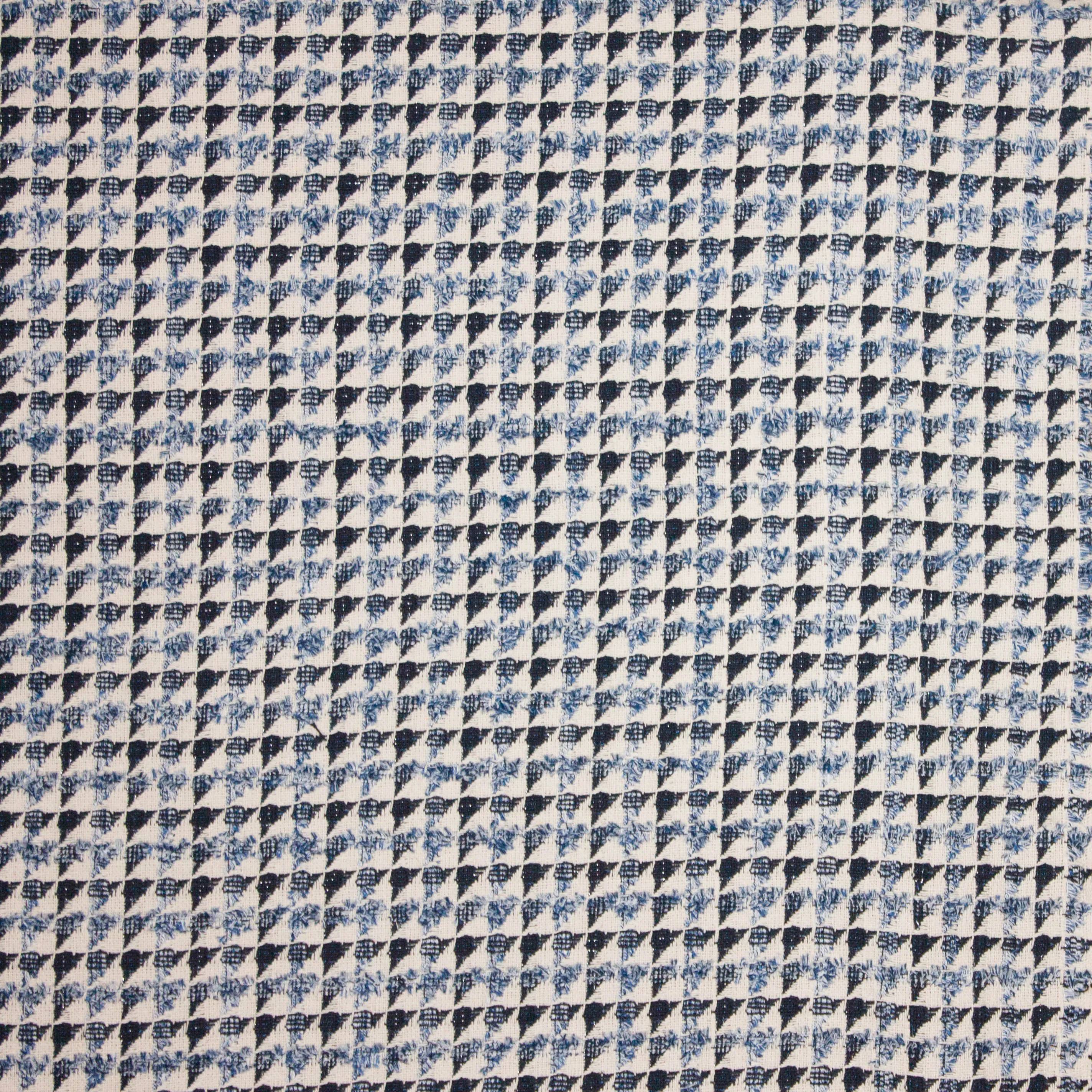 Jacquard blauw wit zilverdraad