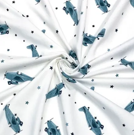 Tricot wit met blauwgrijze vliegtuigen