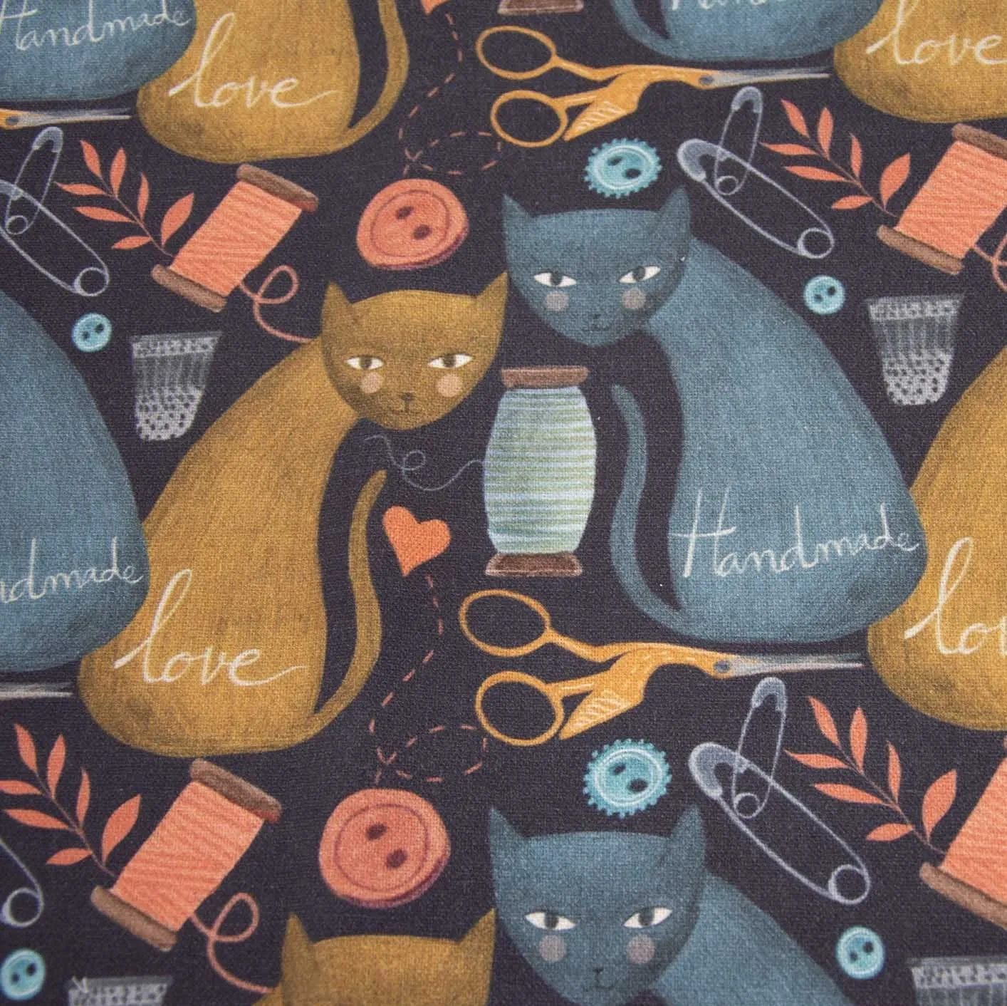 Canvas donkerblauw met katten - katia