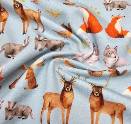 Tricot blauw met wilde dieren