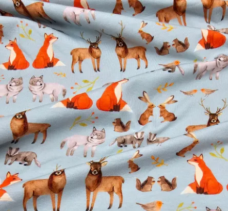 Tricot blauw met wilde dieren