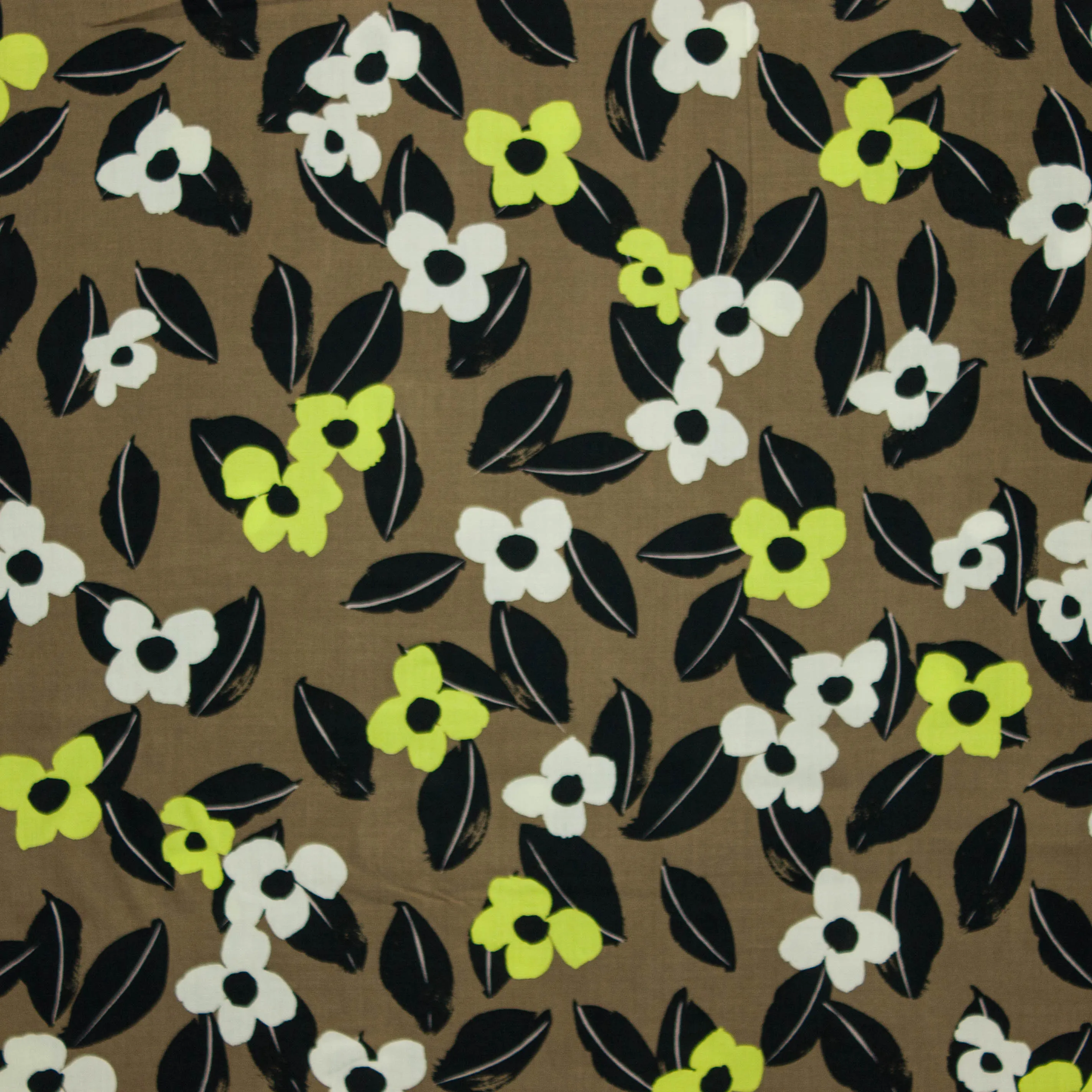 Viscose bruin met bloemen