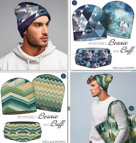 Paneel french terry 'Ice Crystals' muts en sjaal