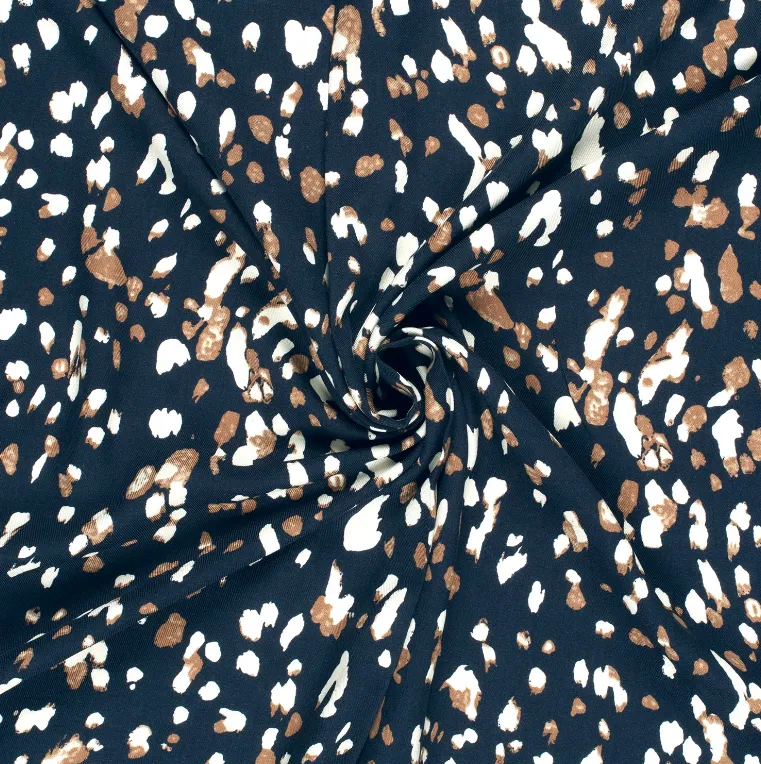 Viscose donkerblauw met stippen - My Image