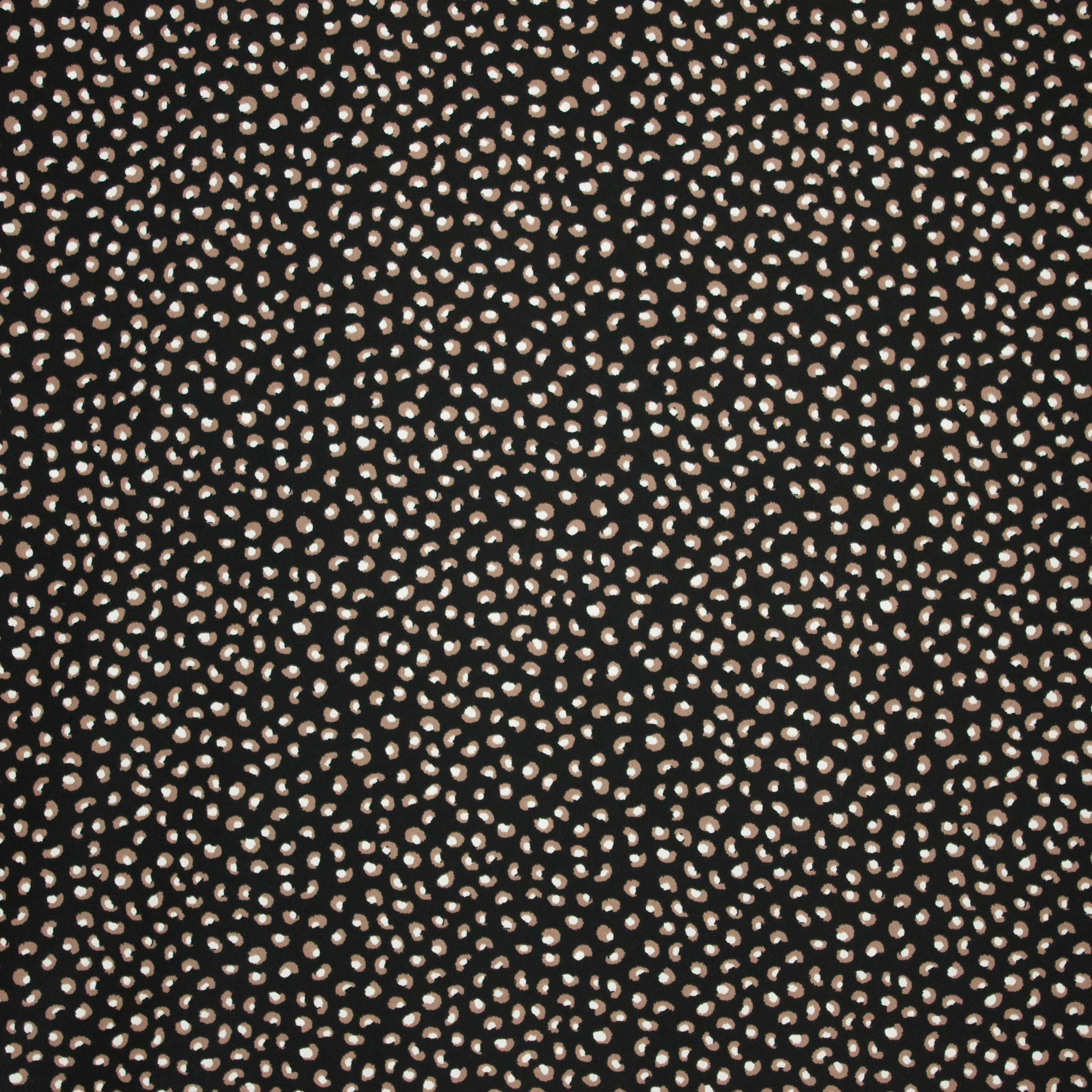 Polyester zwart met bruin/witte stippen