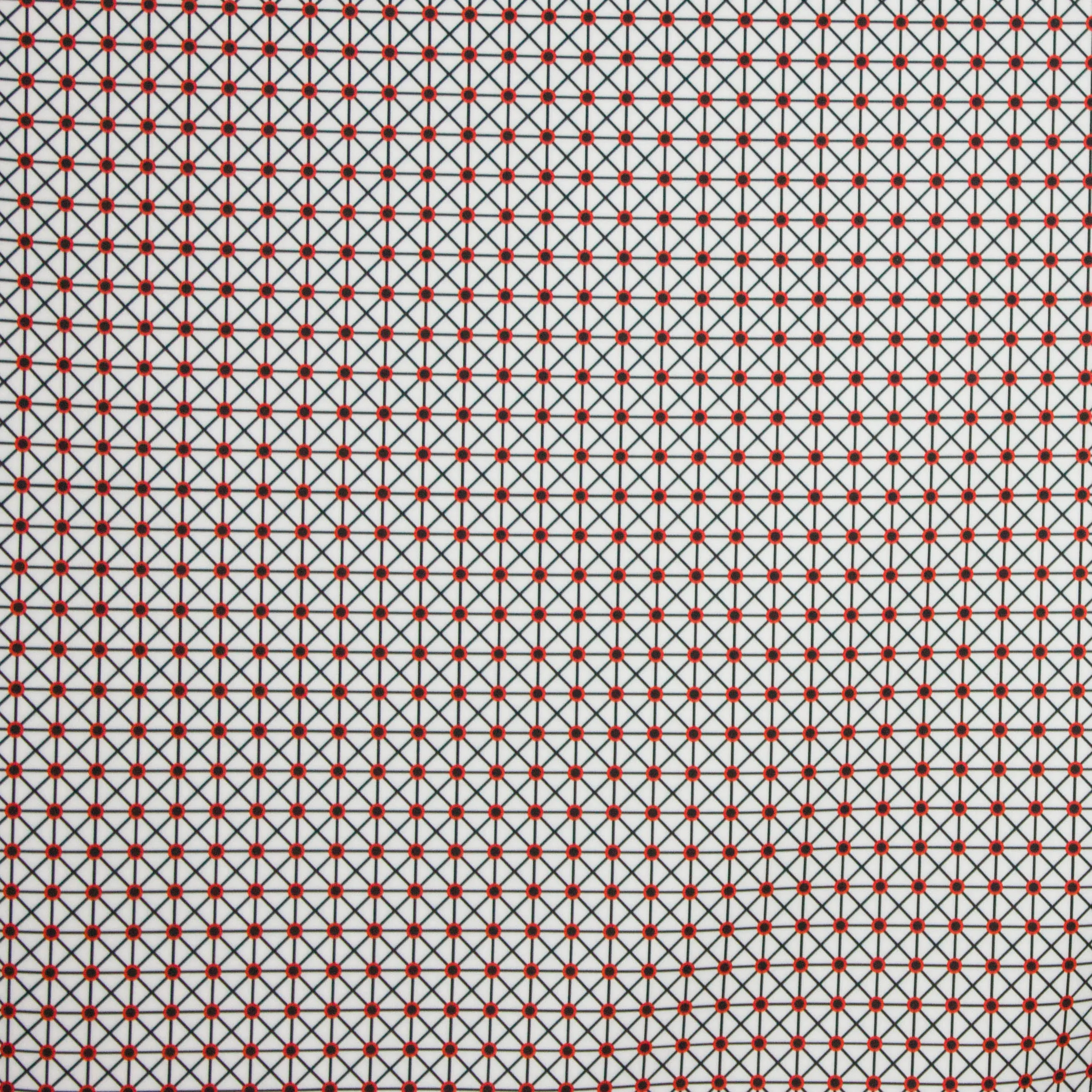 Polyester wit zwart geometrisch motief